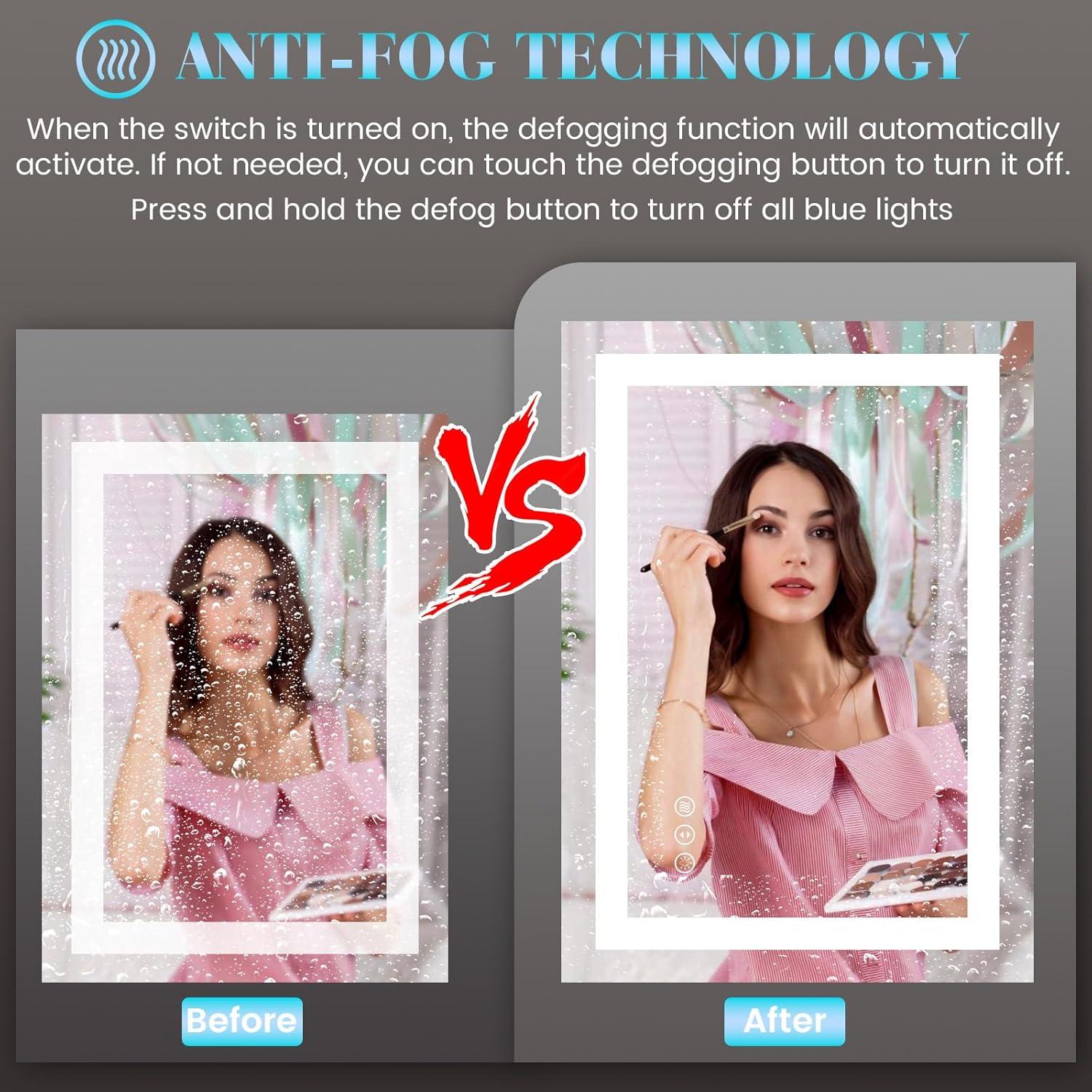 Espejo de Baño LED JISOSO 50.8x71.1cm Anti-vaho Regulable