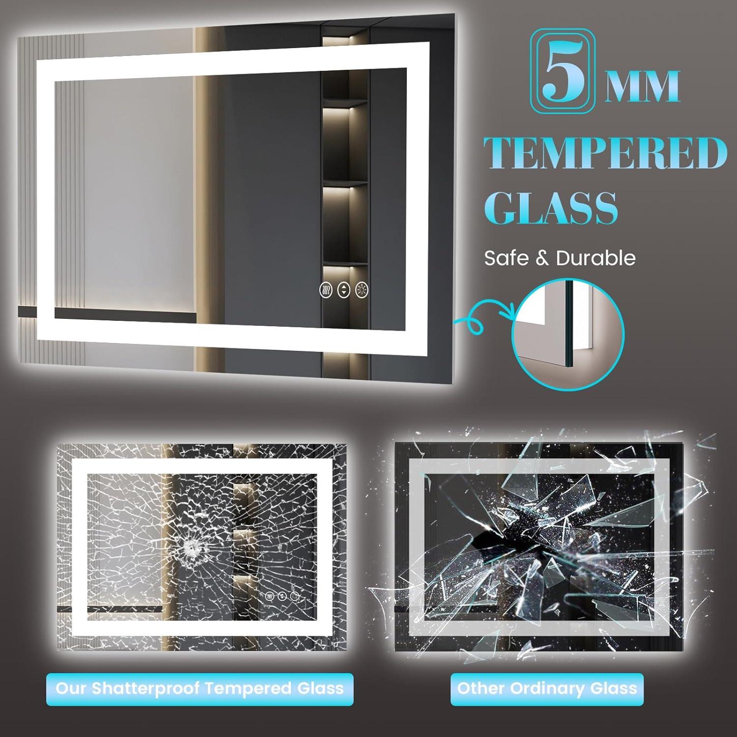 Espejo de Baño LED JISOSO 50.8x71.1cm Anti-vaho Regulable