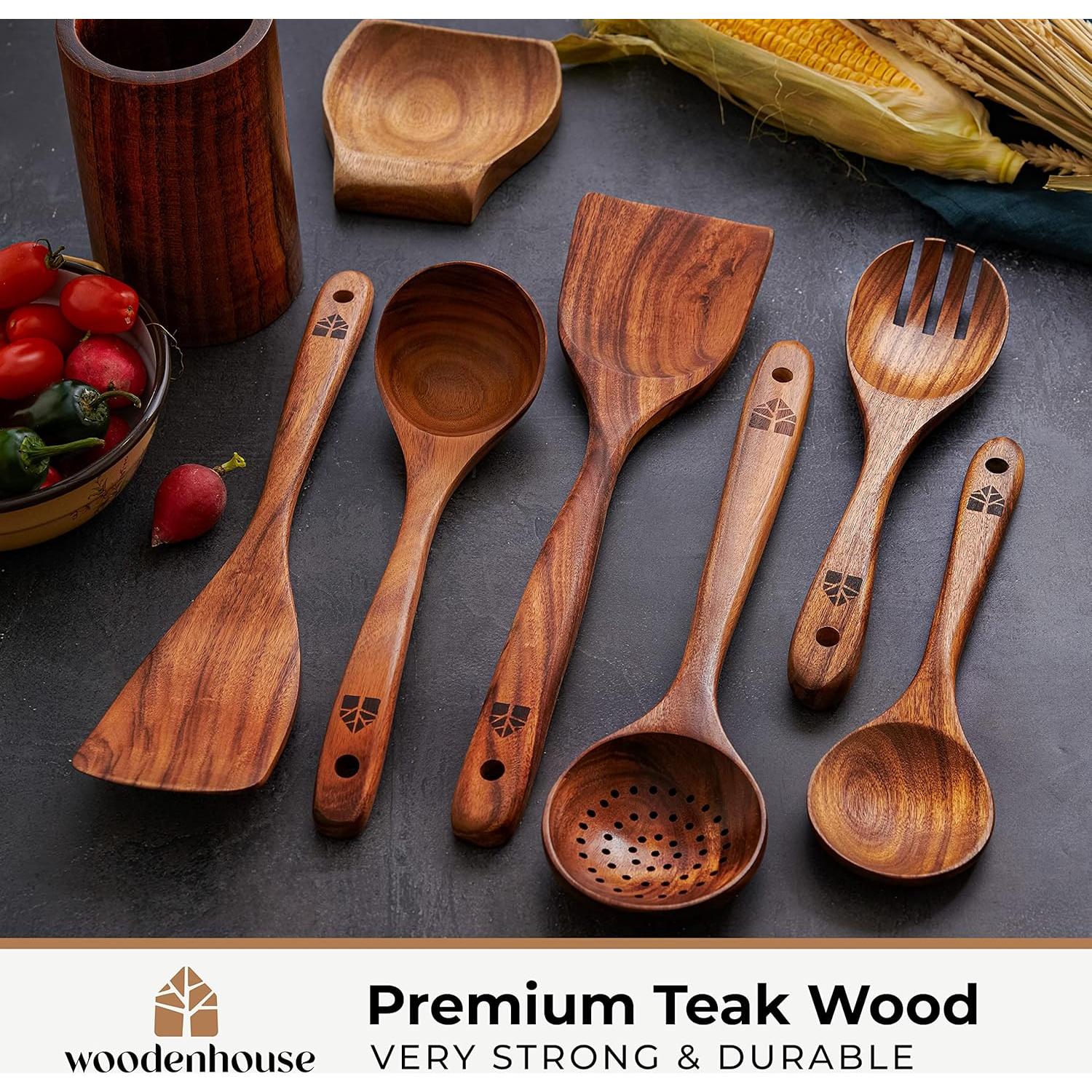 Juego de Utensilios de Cocina de Madera de Teak 8 Piezas Woodenhouse