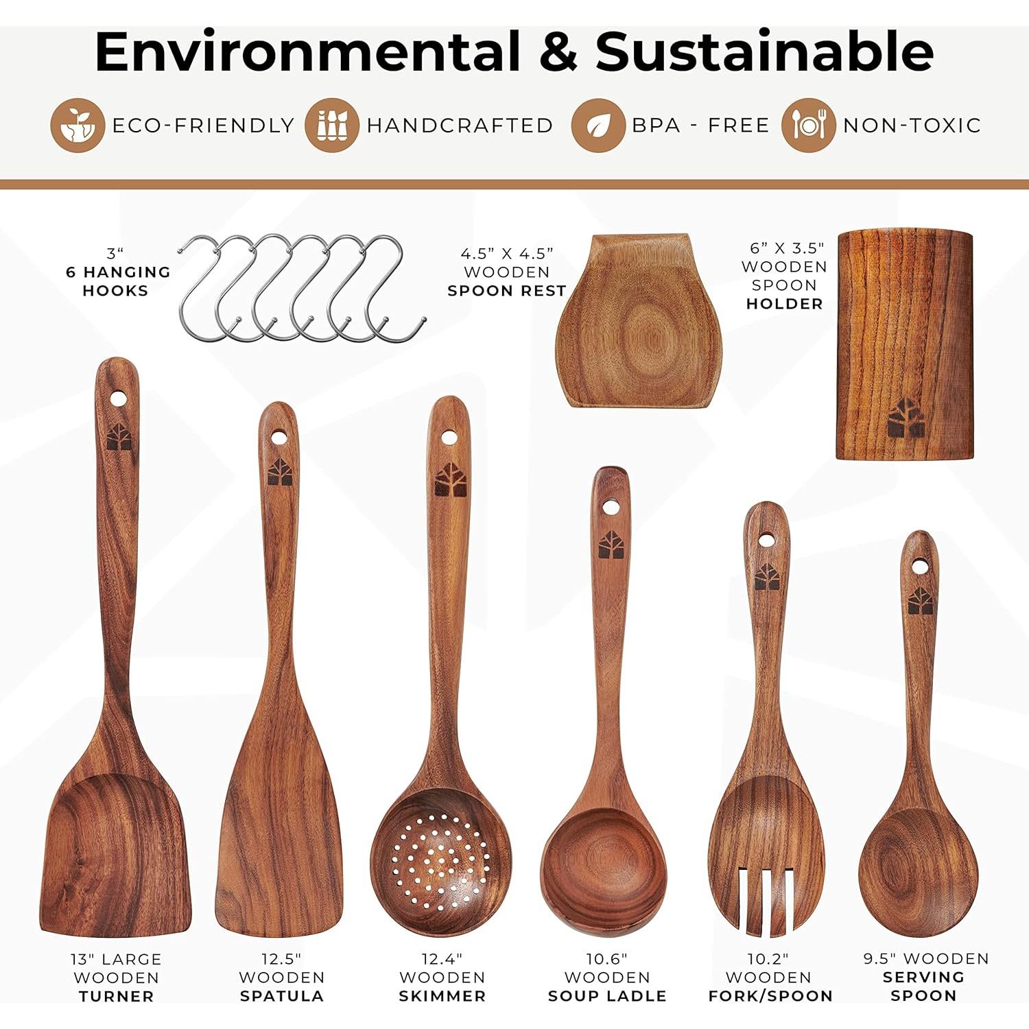 Juego de Utensilios de Cocina de Madera de Teak 8 Piezas Woodenhouse