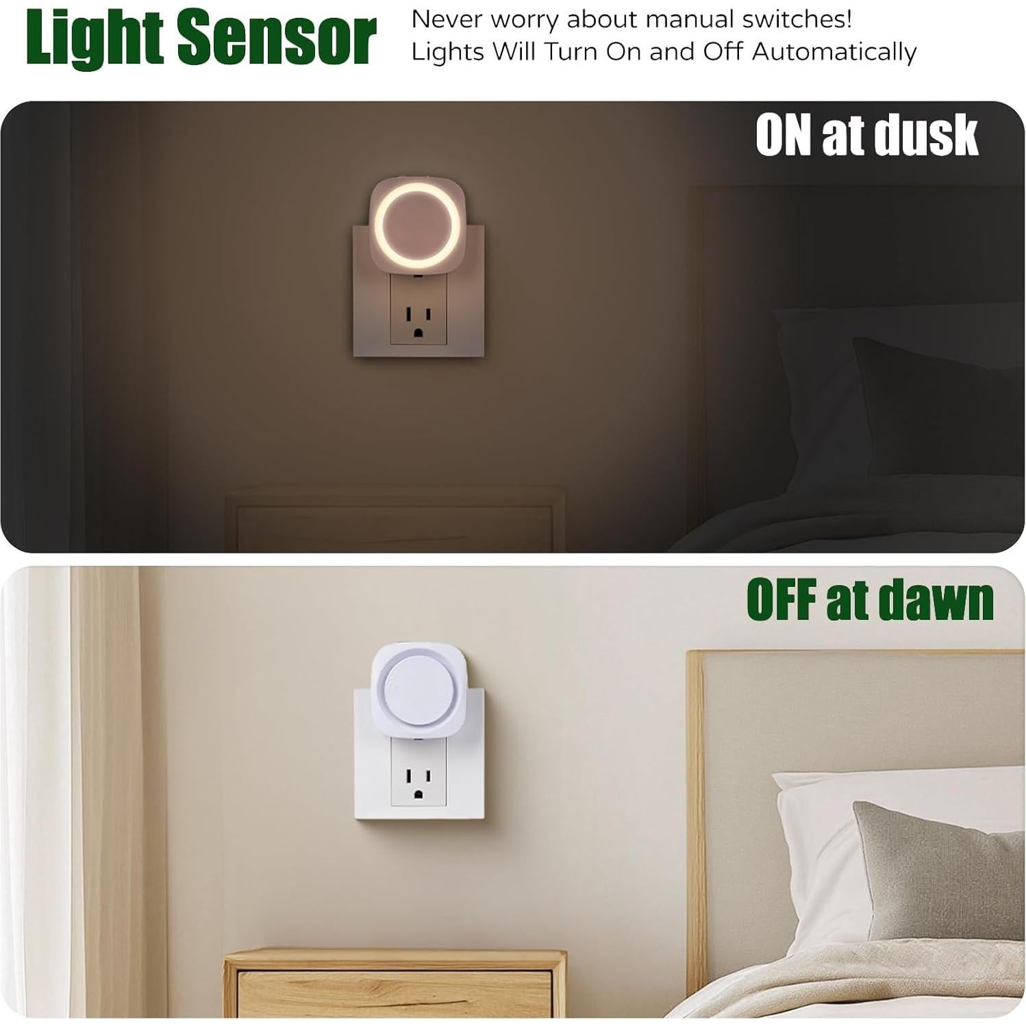 Luz Nocturna Regulable Fusunloh Blanca Cálida 4 Pzs LED