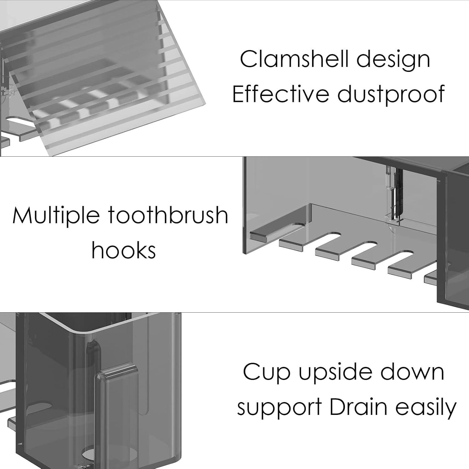 Soporte de Cepillos de Dientes Linkidea LI00 Gris 5 Compartimentos