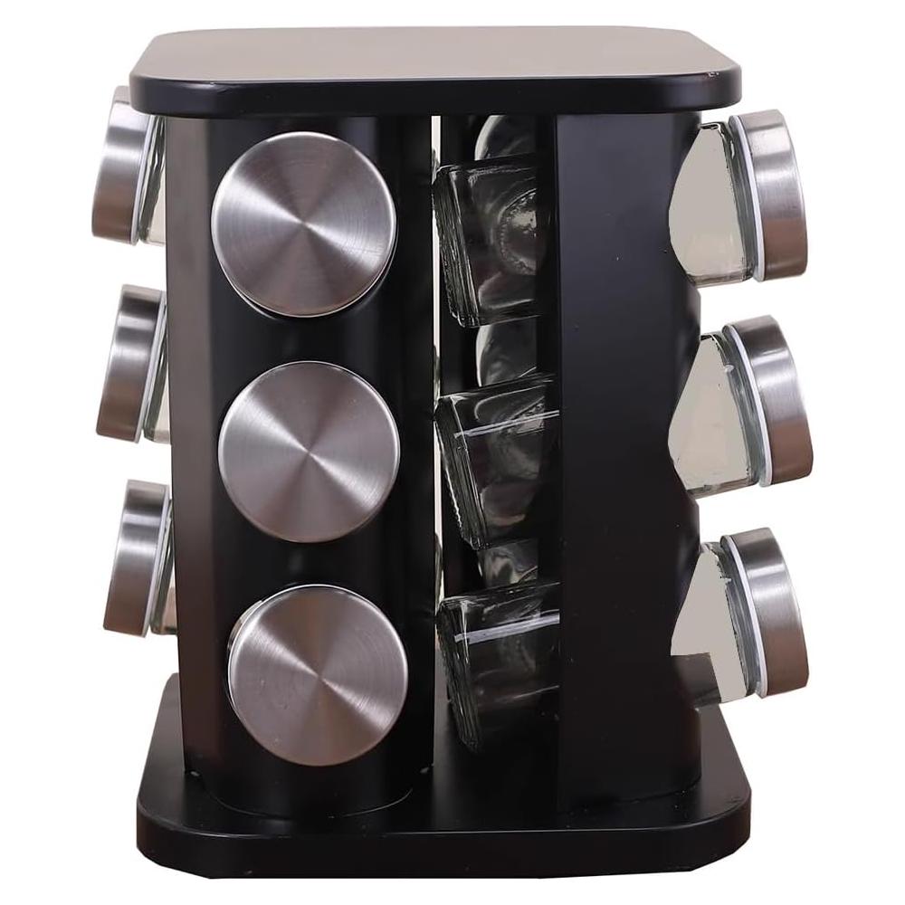 Organizador de Especias Giratorio VaNaenic 12 Frascos Negro