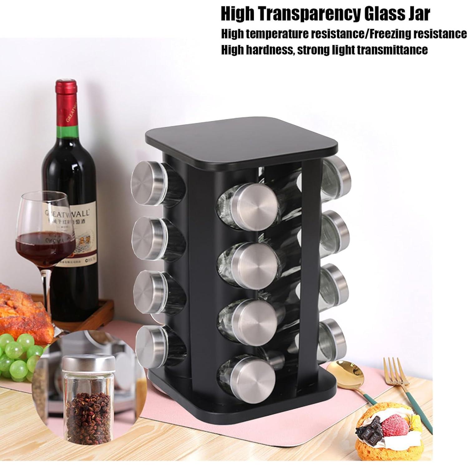 Organizador de Especias Giratorio VaNaenic 12 Frascos Negro