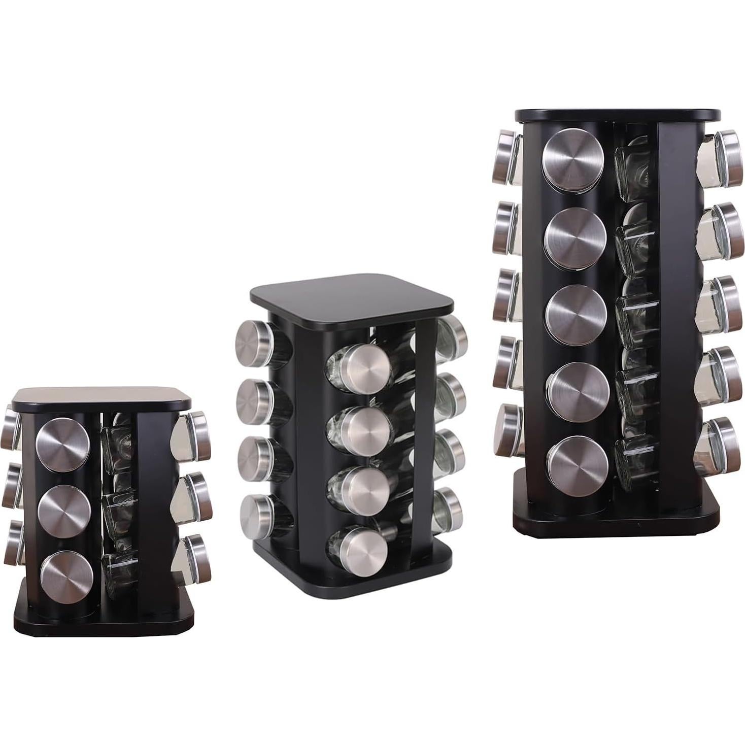 Organizador de Especias Giratorio VaNaenic 12 Frascos Negro