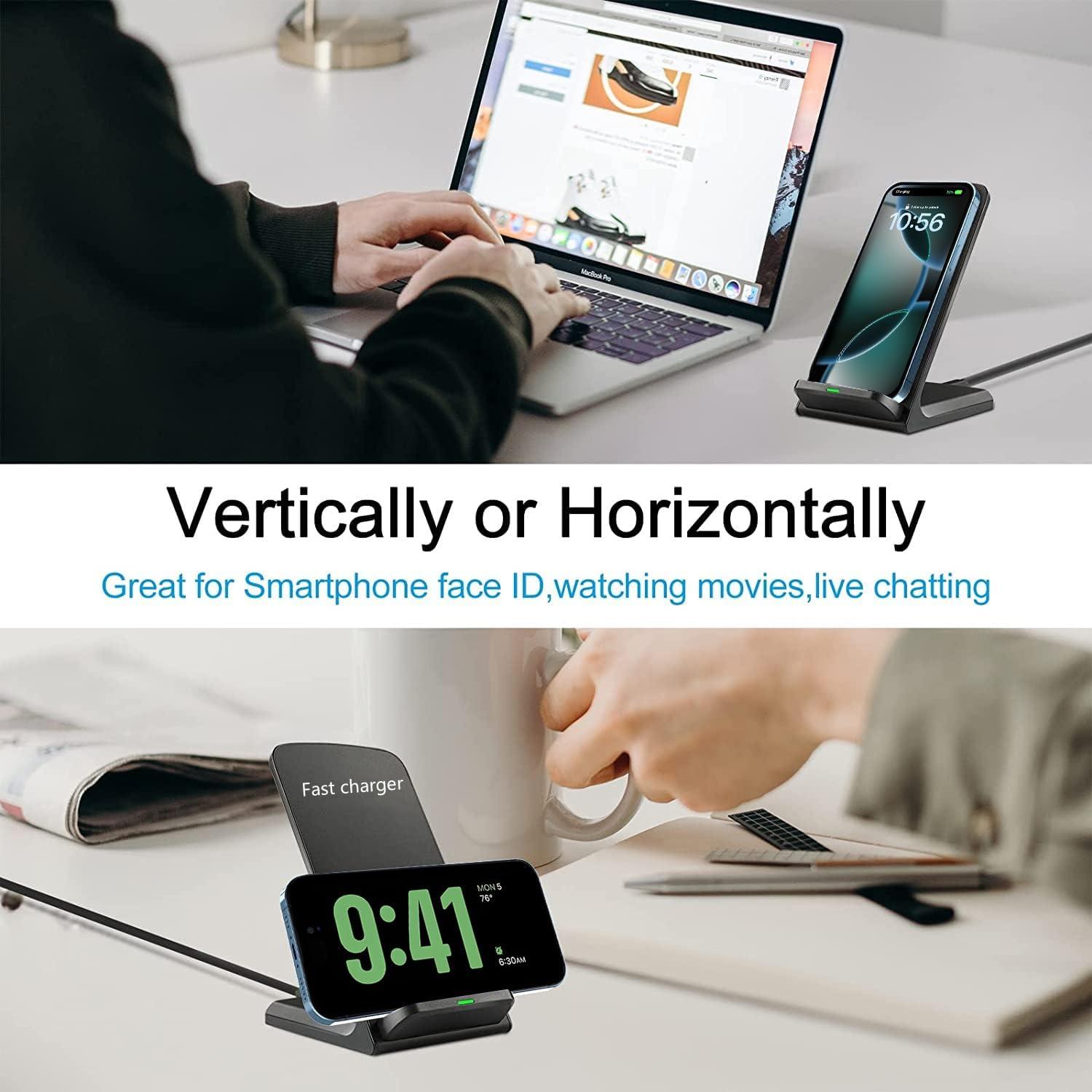 Cargador Inalámbrico Rápido 20W FDGAO Soporte Vertical Negro