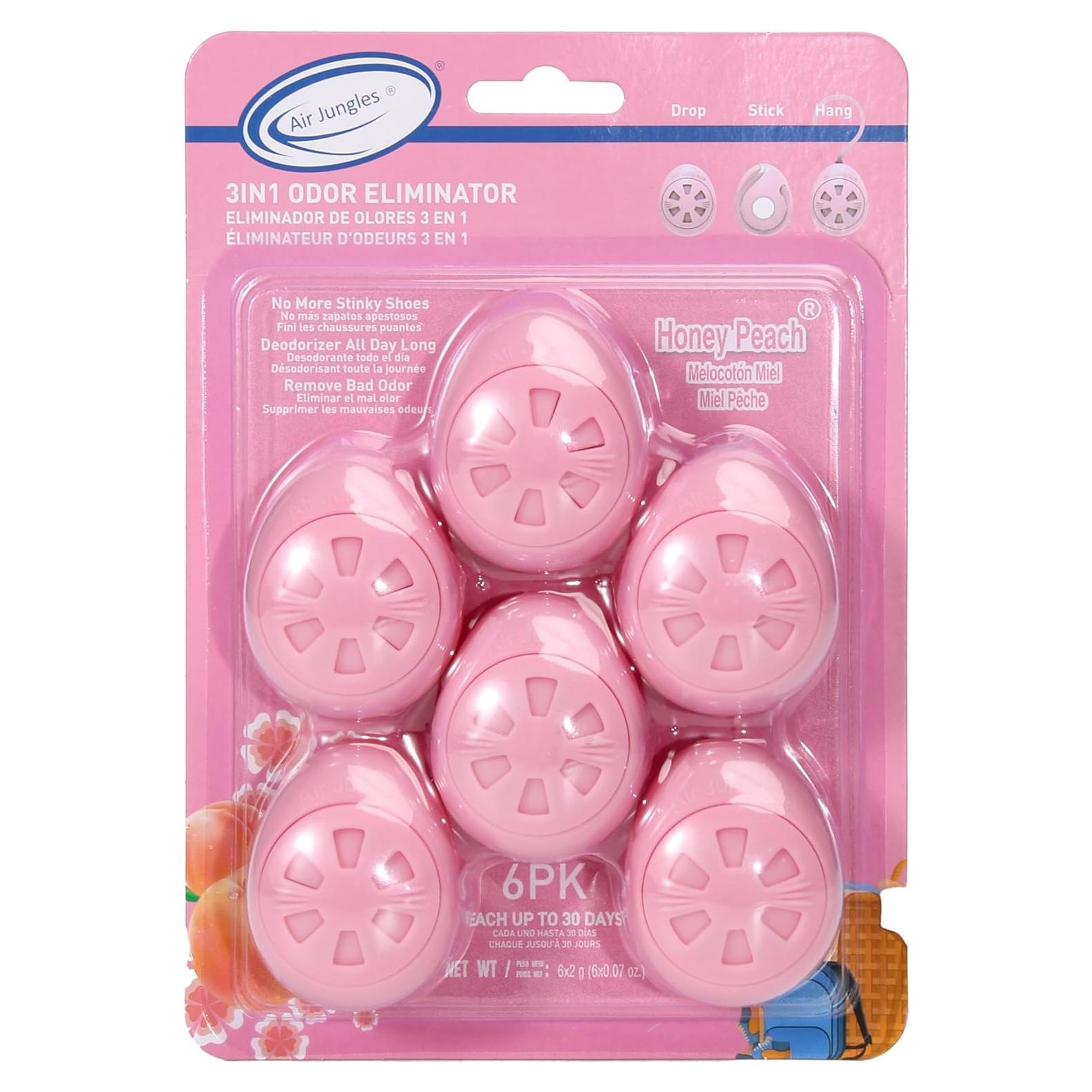 Bola Desodorante para Zapatos Air Jungles Aroma Durazno Miel 6 Unidades