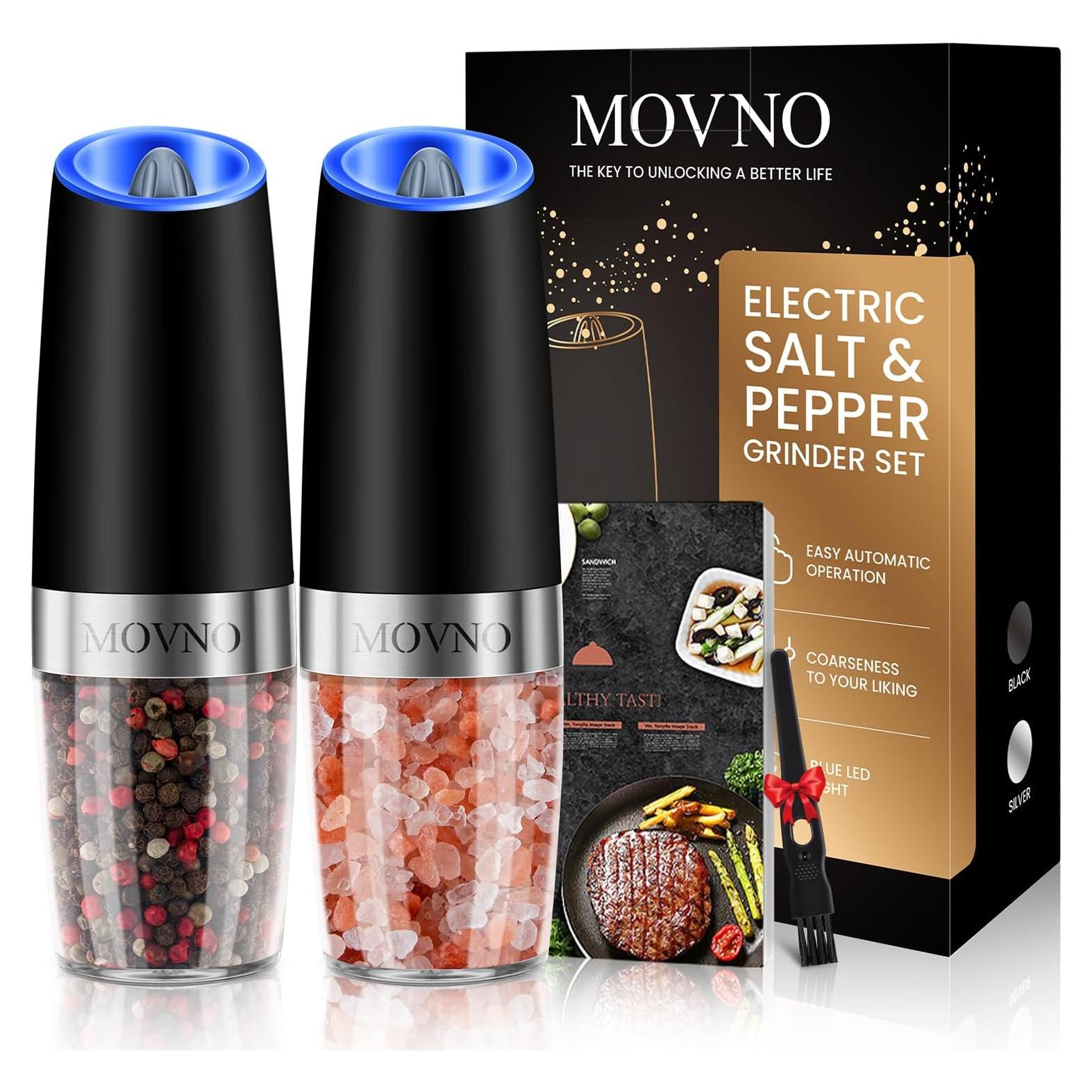 Juego de Molinillos Eléctricos de Sal y Pimienta MOVNO, Automáticos