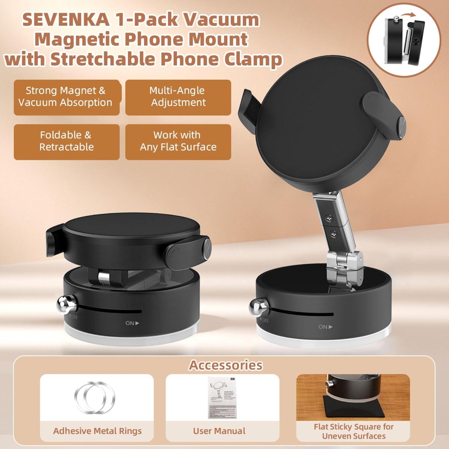 Soporte Magnético para Teléfono SEVENKA 360° con Ventosa