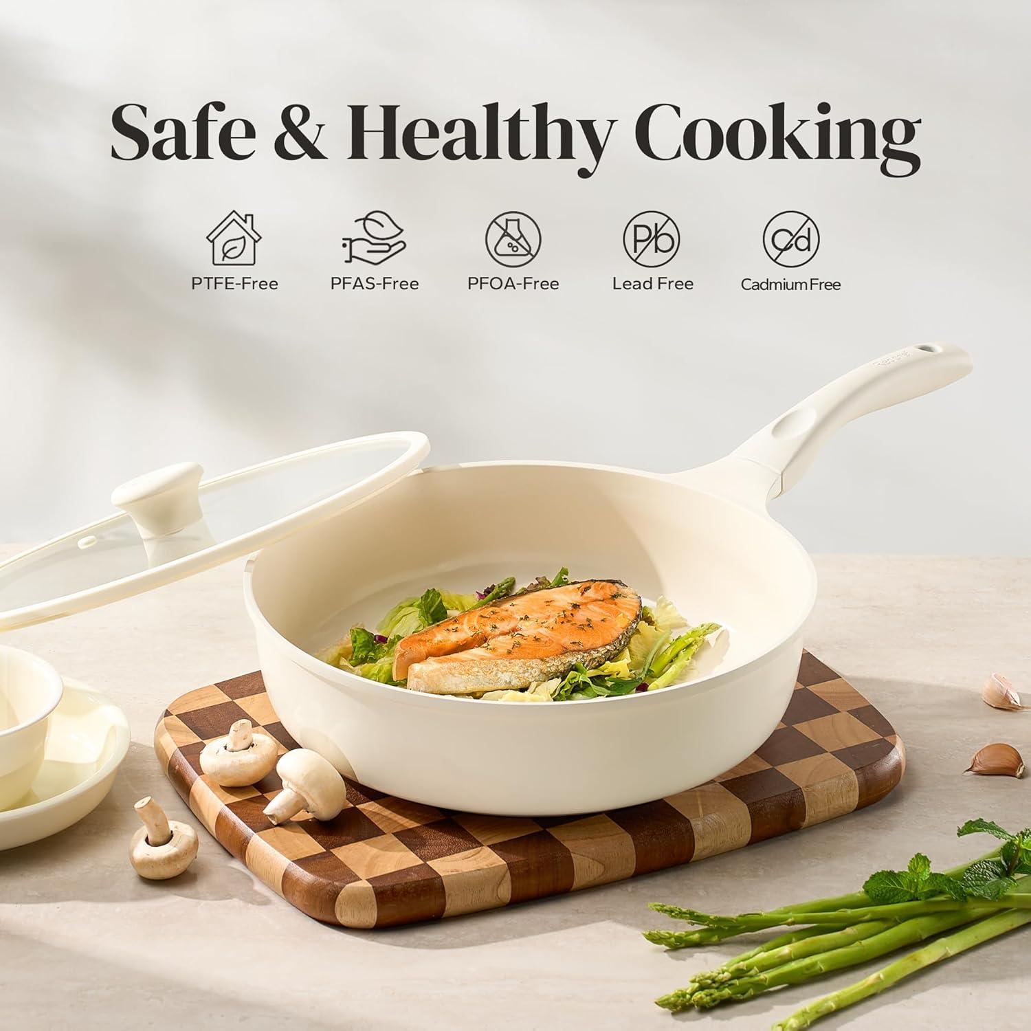 Sartén honda antiadherente Redchef 25.4cm cerámica beige