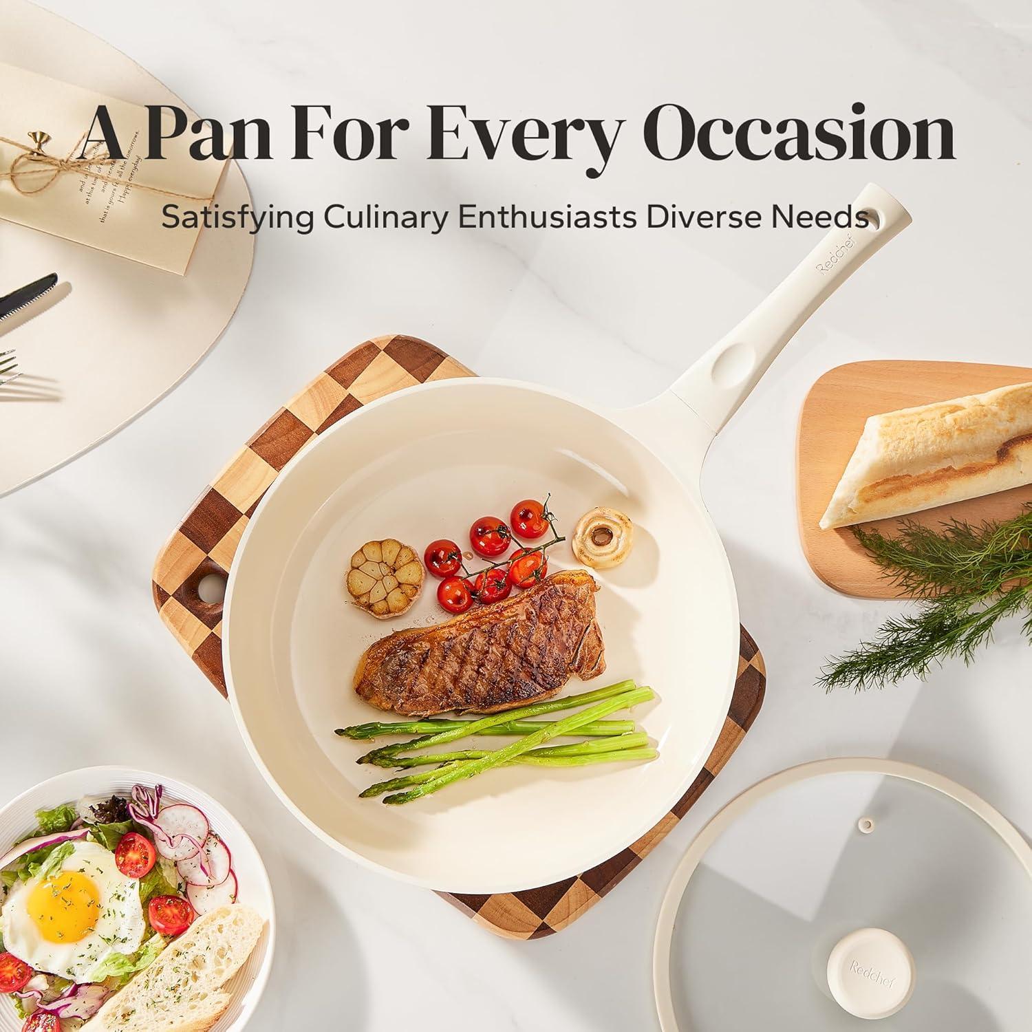 Sartén honda antiadherente Redchef 25.4cm cerámica beige