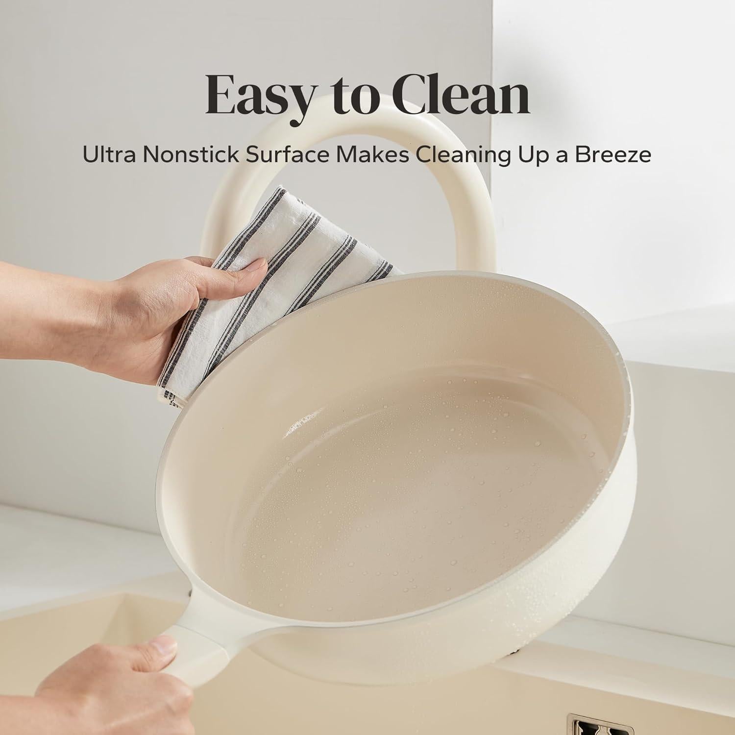 Sartén honda antiadherente Redchef 25.4cm cerámica beige