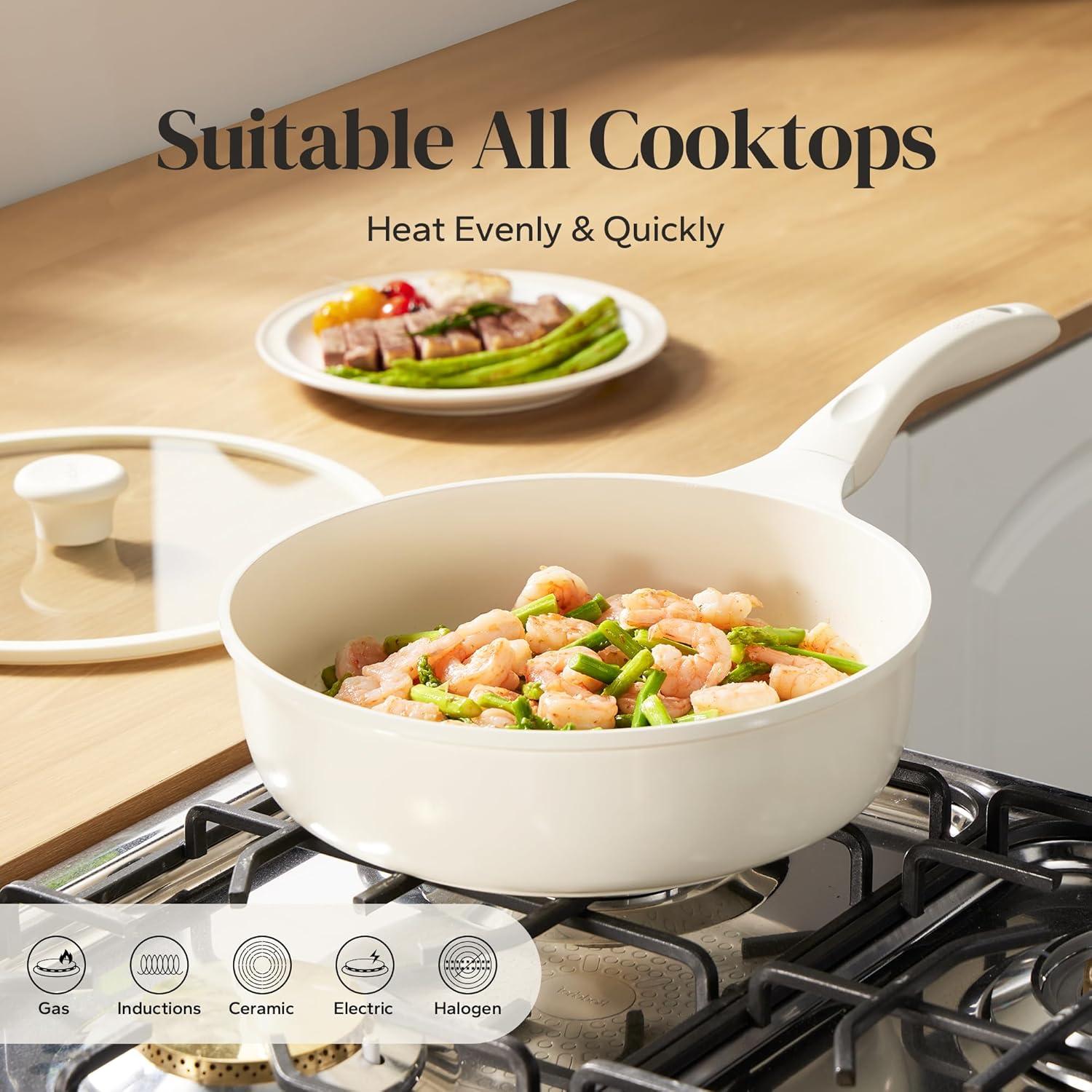 Sartén honda antiadherente Redchef 25.4cm cerámica beige