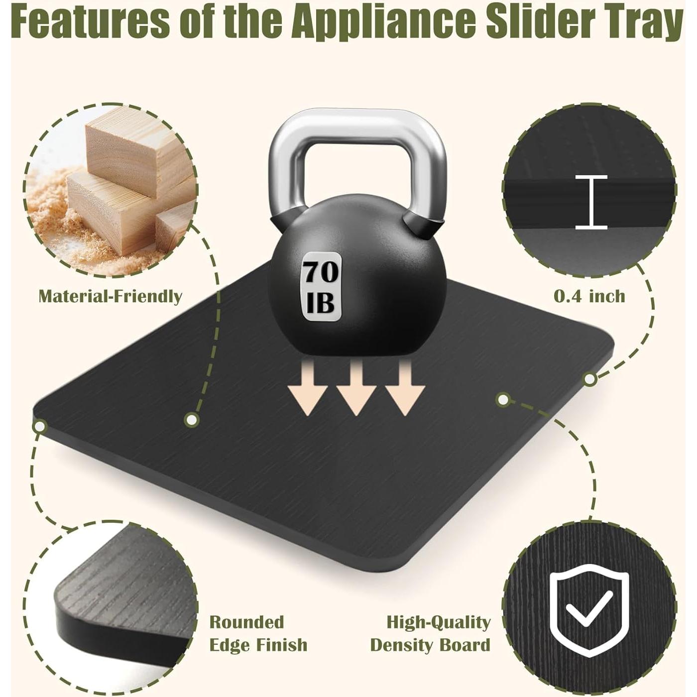 Bandeja Deslizante para Cafetera Xykzra 33x24 cm Negra