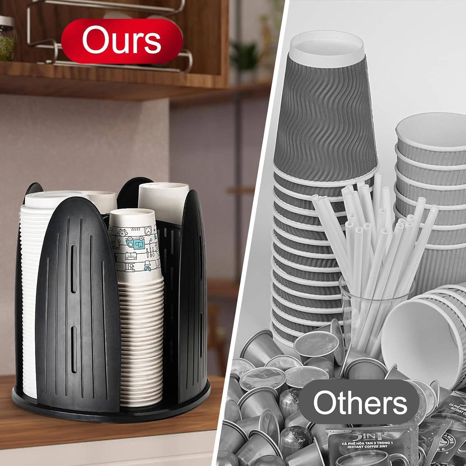 Dispensador de Tazas de Café Rotatorio MYITYARD Negro 80 Tazas