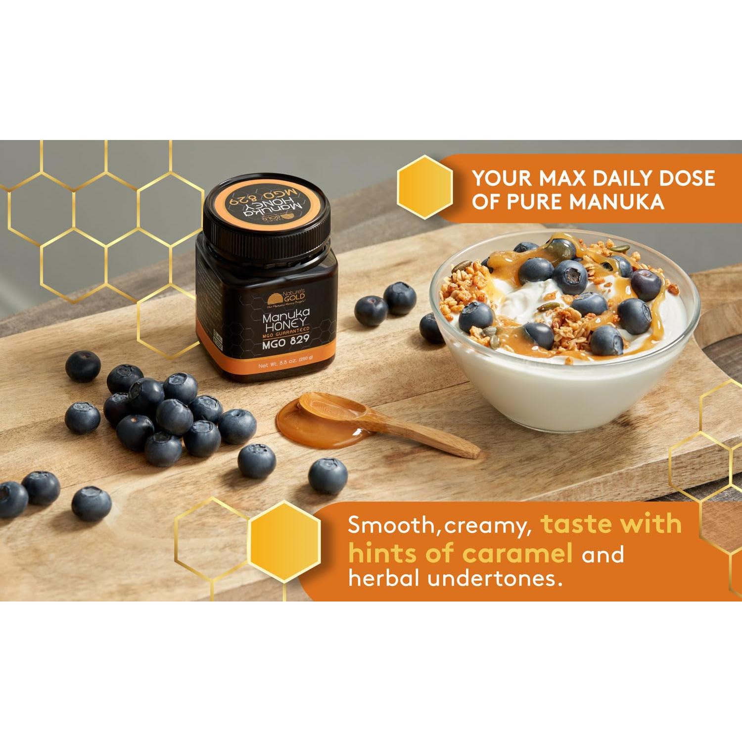 Miel Cruda Manuka Nature's Gold MGO 829+ 100g Pura y Rastreable