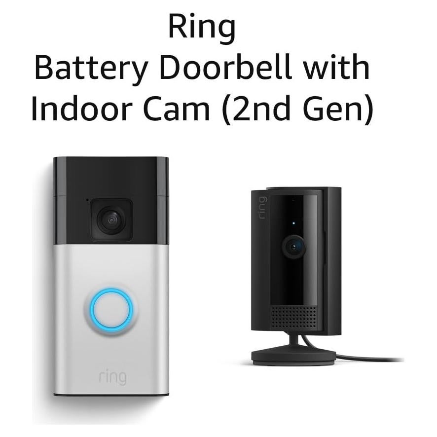 Ring Battery Doorbell with Ring Indoor Cam 2nd Gen (Black)