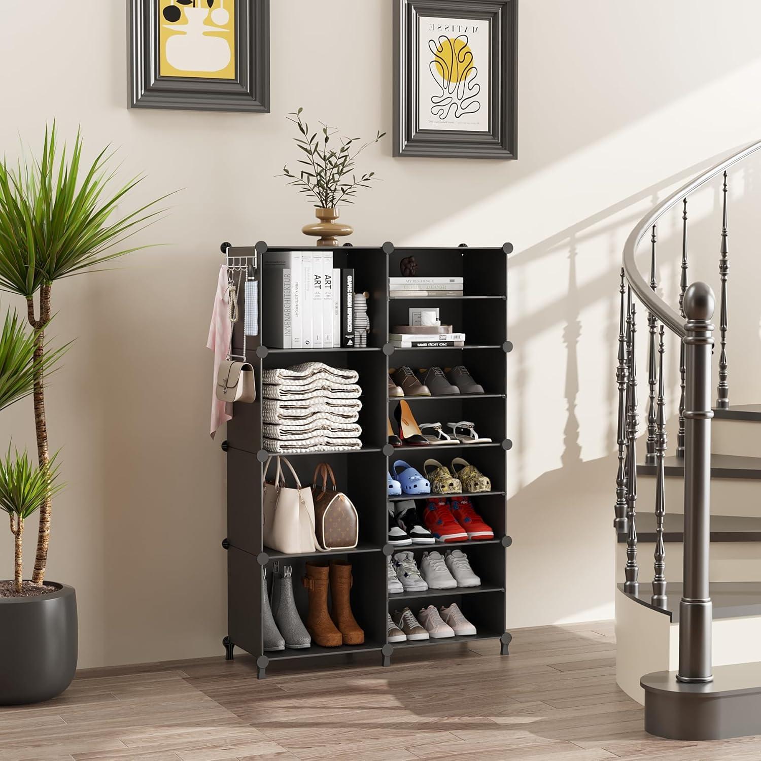 Organizador de Closet AWTATOS, 8 Cubos de Almacenamiento Negro