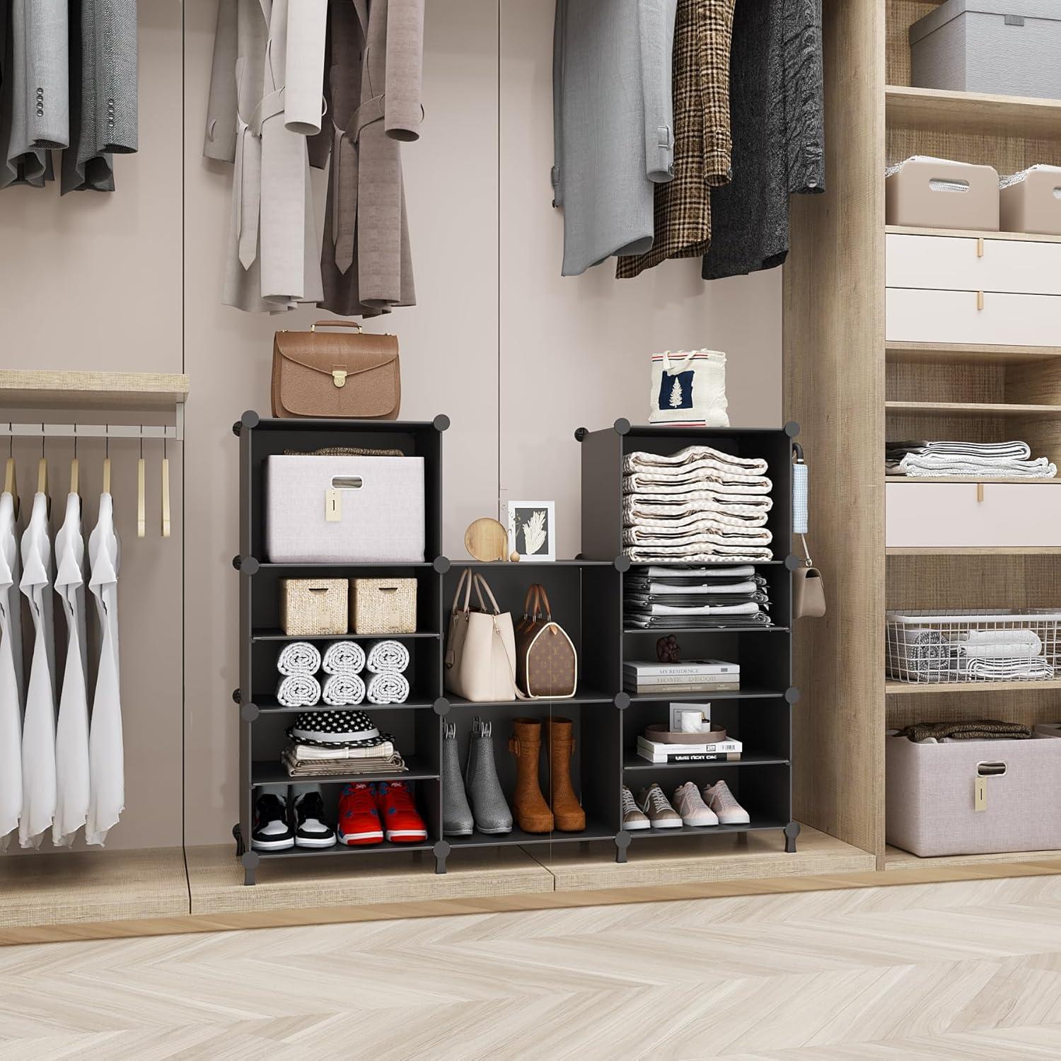 Organizador de Closet AWTATOS, 8 Cubos de Almacenamiento Negro