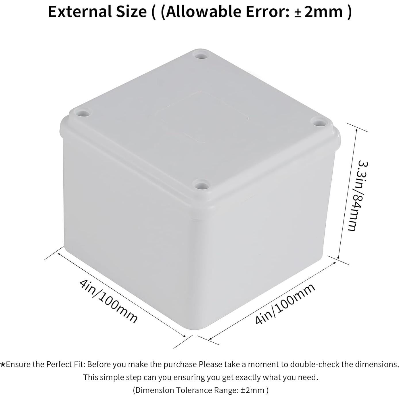 Paquete de 6 cajas de PVC IP65 para conexión eléctrica 10.16x10.16x7.62 cm