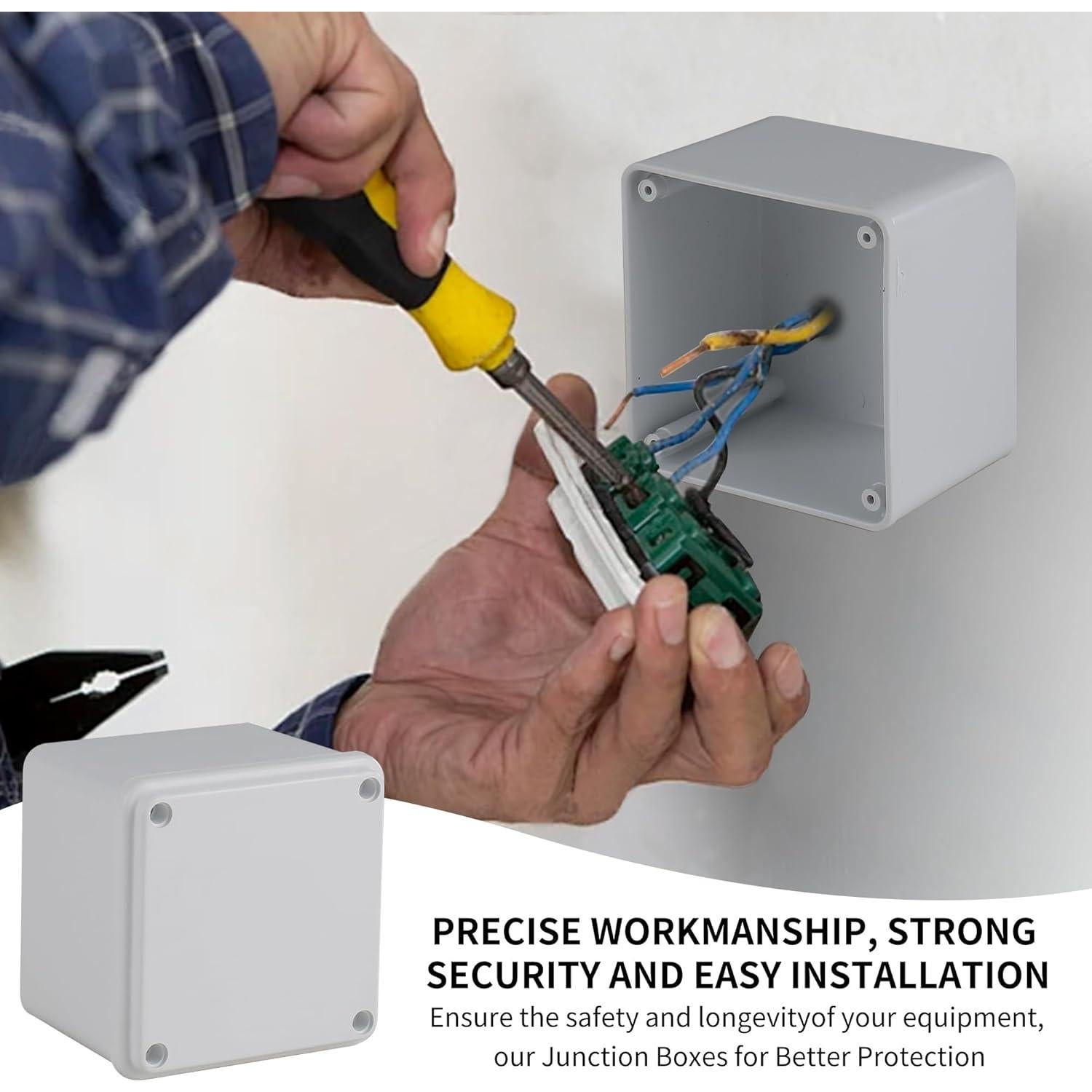 Paquete de 6 cajas de PVC IP65 para conexión eléctrica 10.16x10.16x7.62 cm