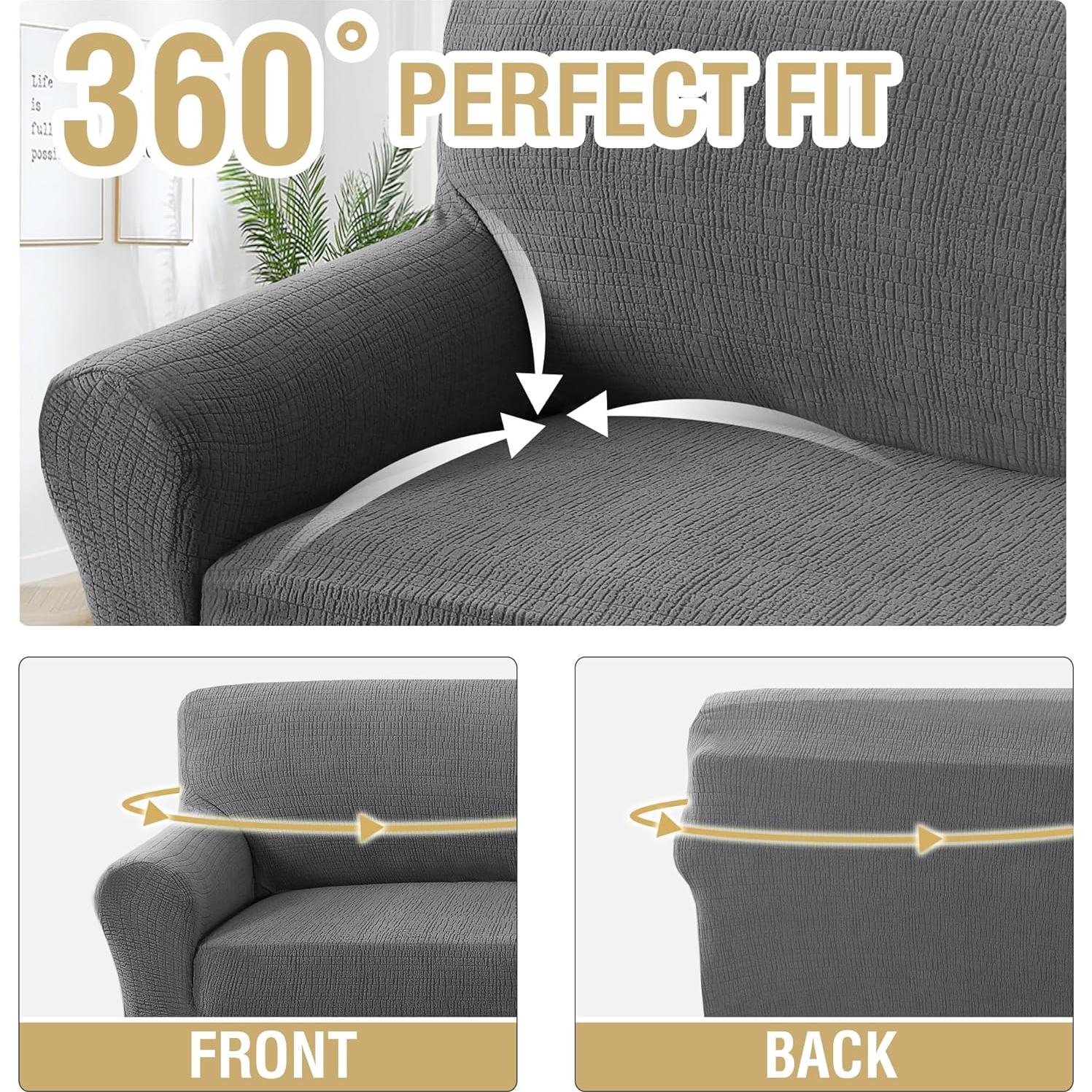 Funda de Sofá Jacquard H.VERSAILTEX 2 Plazas Gris Impermeable