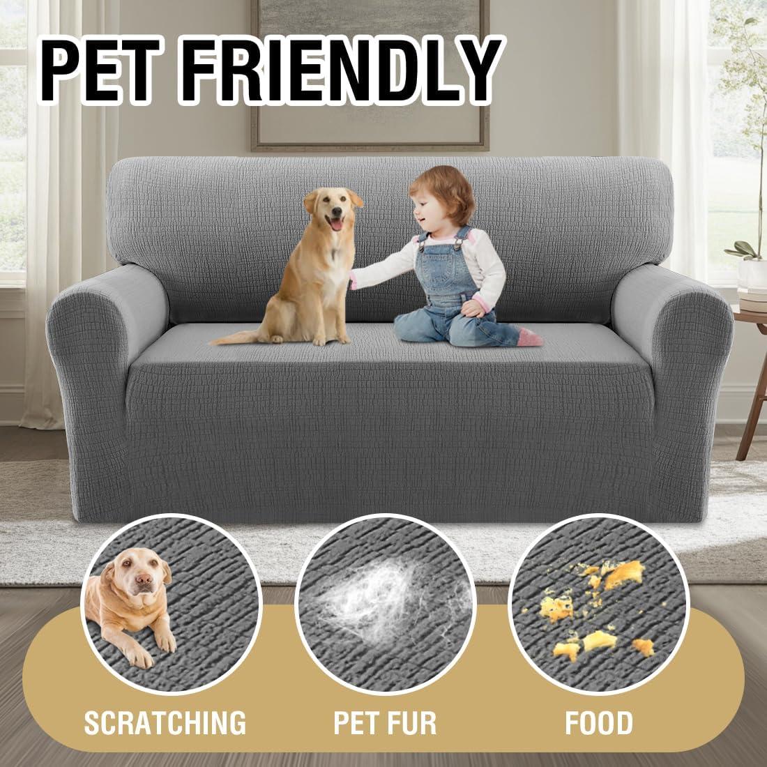 Funda de Sofá Jacquard H.VERSAILTEX 2 Plazas Gris Impermeable