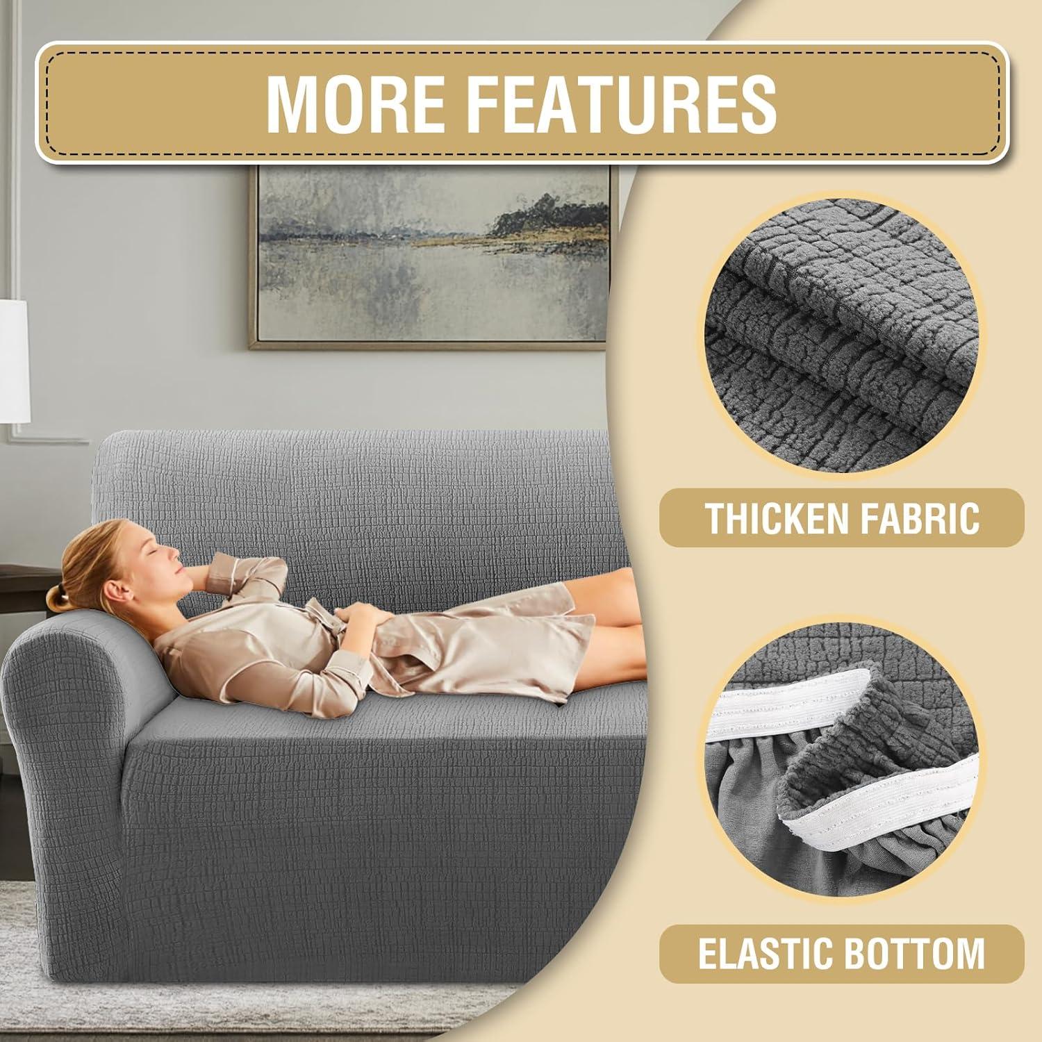 Funda de Sofá Jacquard H.VERSAILTEX 2 Plazas Gris Impermeable