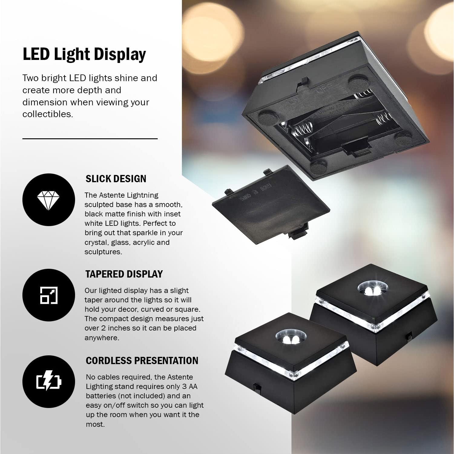 Base de Exhibición LED Asente - Paquete de 2 Luces Blancas 6.35cm