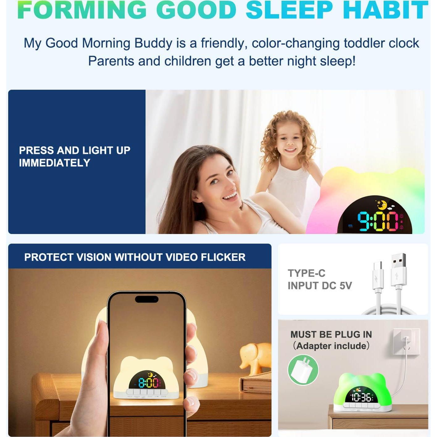 Reloj Despertador Digital Azyh para Niños con Luz y Música