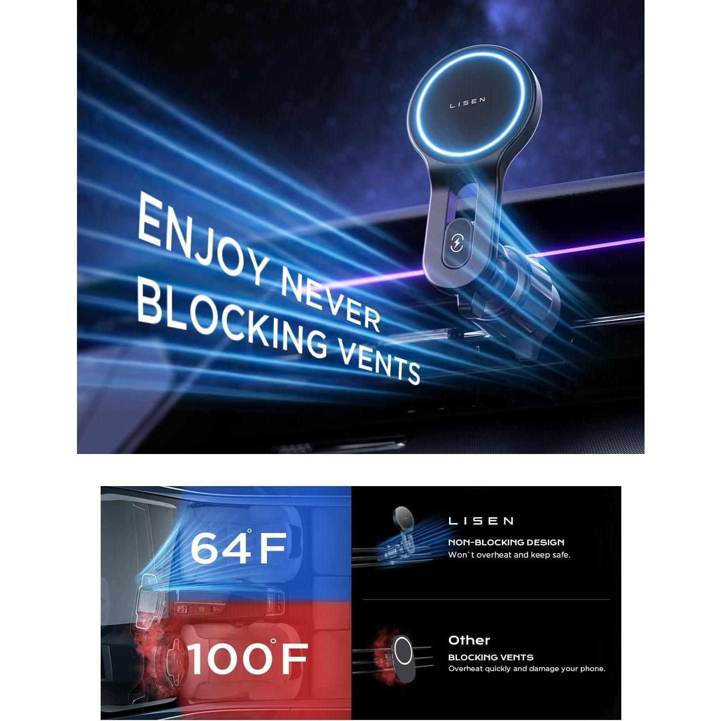 Soporte Cargador Inalámbrico MagSafe LISEN para iPhone 17 Pro Max