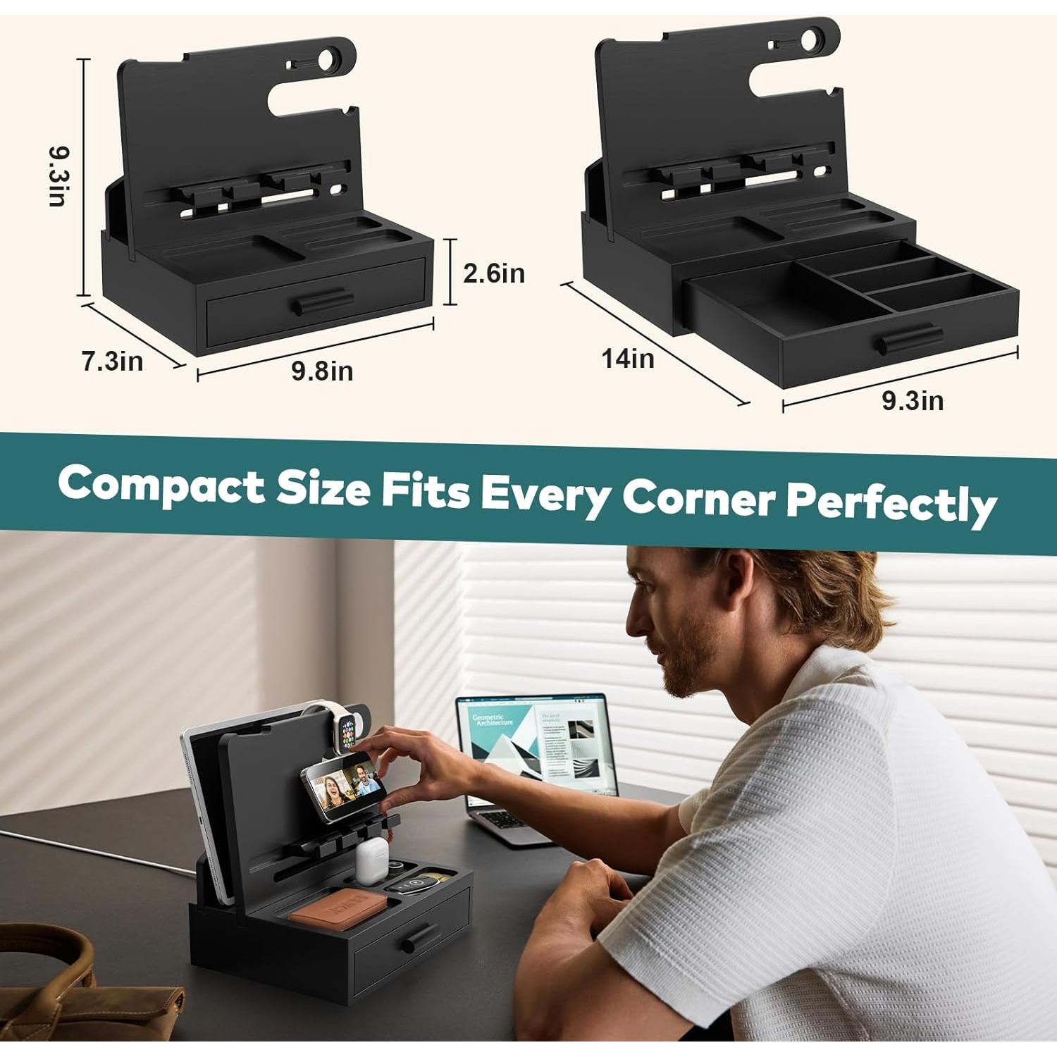 Organizador de Mesita de Noche Sephyroth de Bambú Negro