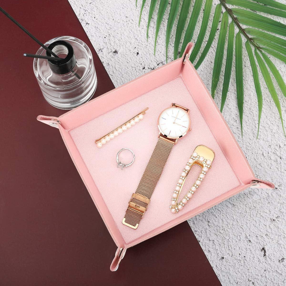 Bandeja de Almacenamiento Emibele de PU Rosa 15.5x15.5cm