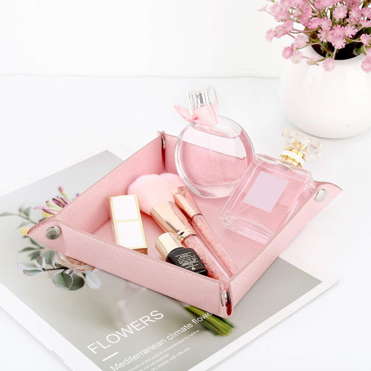 Bandeja de Almacenamiento Emibele de PU Rosa 15.5x15.5cm