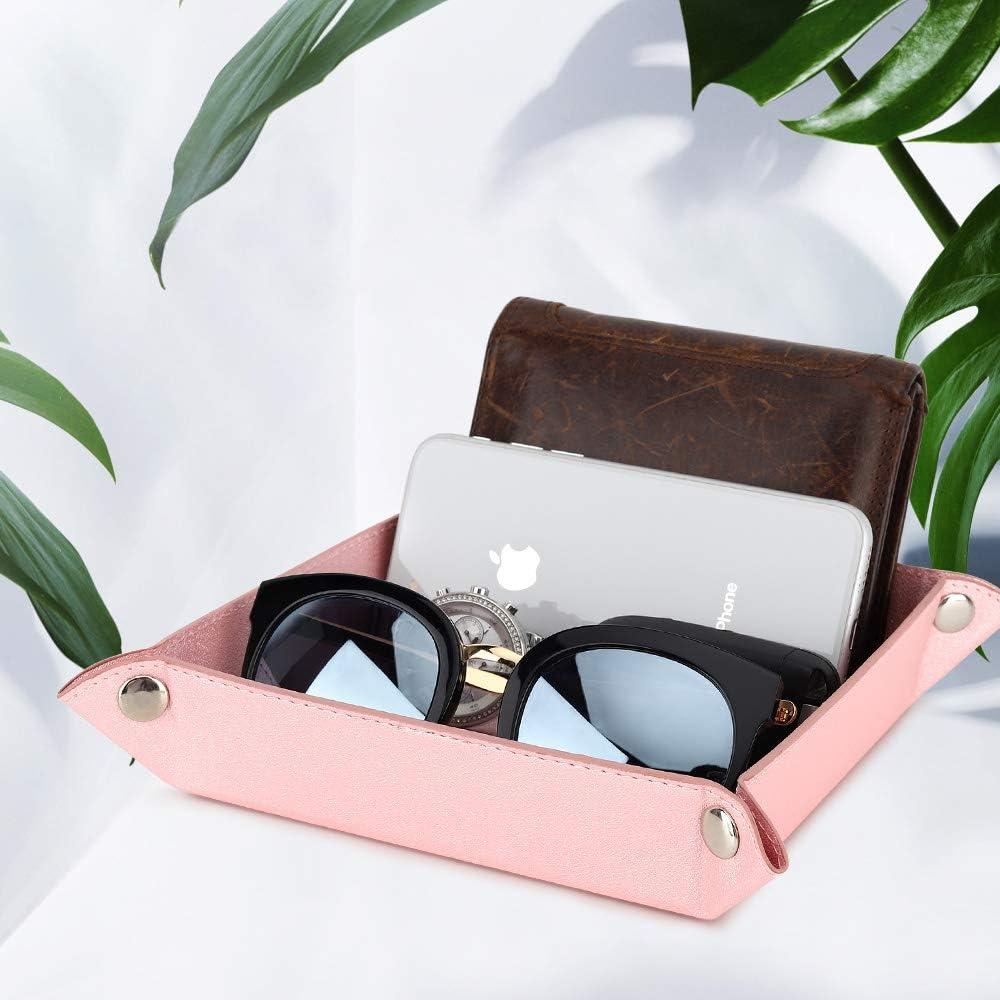 Bandeja de Almacenamiento Emibele de PU Rosa 15.5x15.5cm