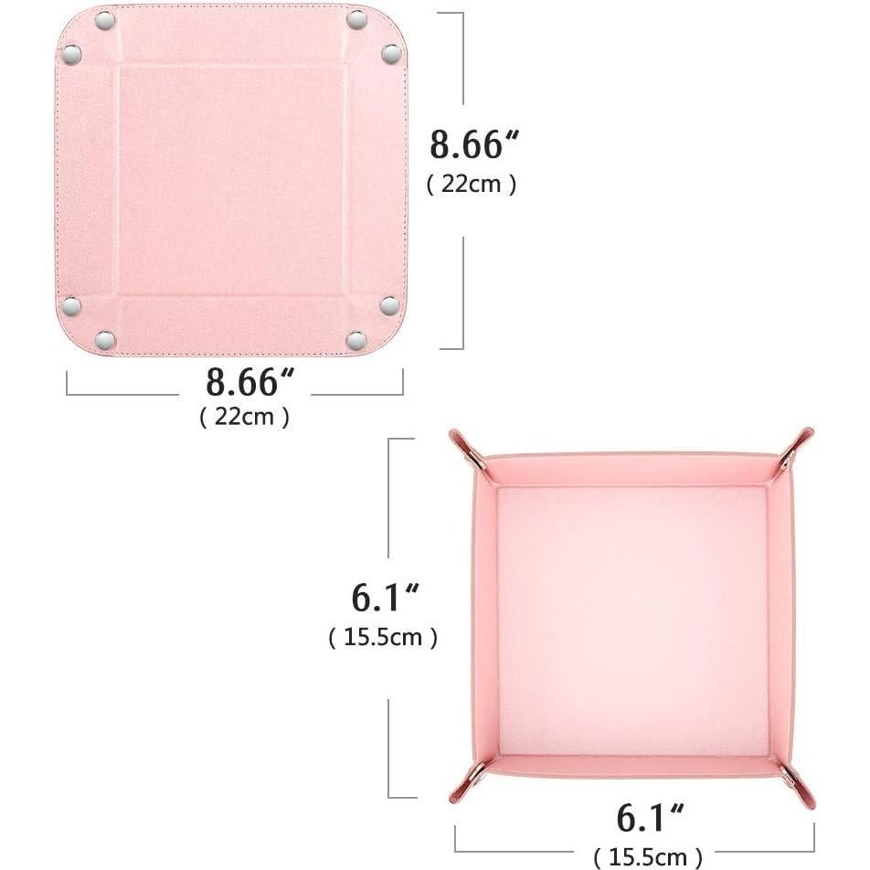 Bandeja de Almacenamiento Emibele de PU Rosa 15.5x15.5cm