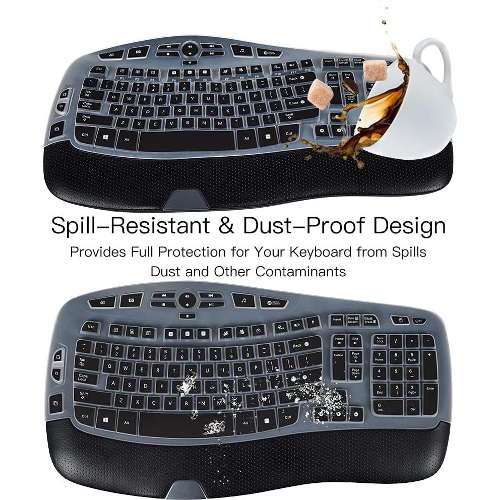 Cubierta de Teclado Inalámbrico Logitech K350 MK550 MK570 - Silicona Negra