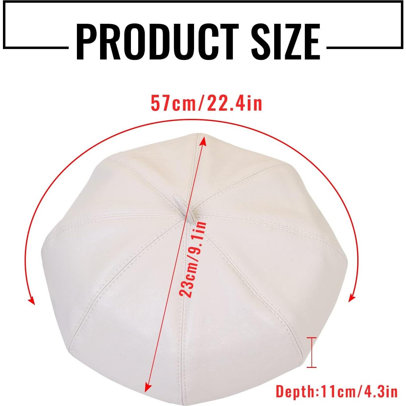 Gorro Beret de Cuero PU para Mujeres Talla Única Beige