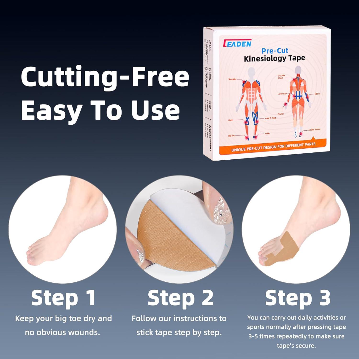 Cinta Kinesiológica Precortada IEADEN para Juanetes 40 Pcs