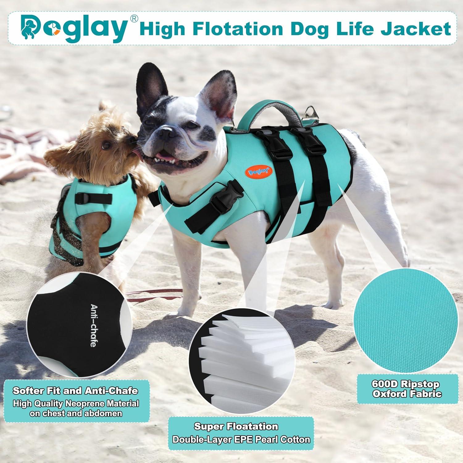 Chaleco Salvavidas para Perros Doglay - Flotabilidad Alta Verde Acuático