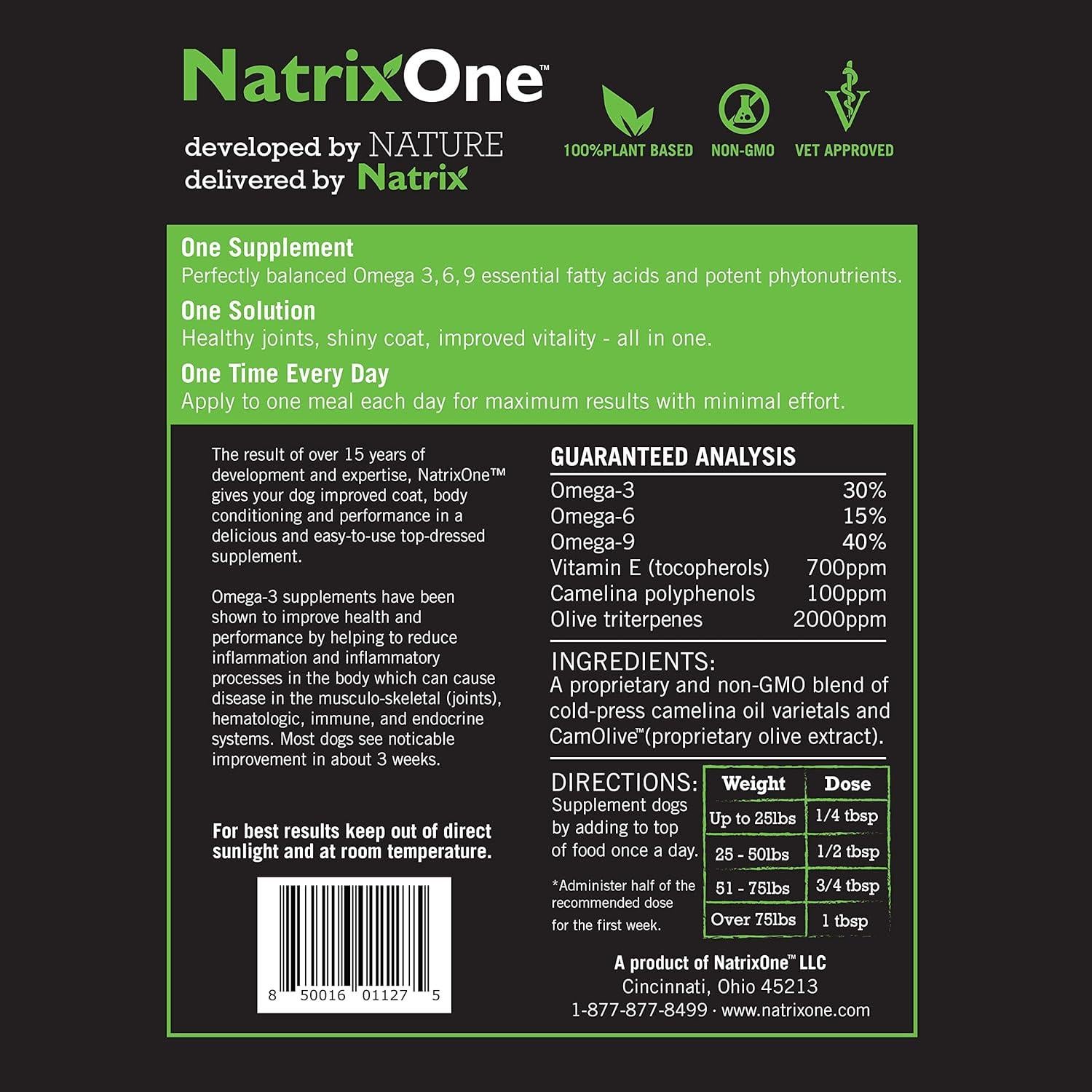 Aceite de Camelina Puro NatrixOne 226.8 g - Suplemento para Perros