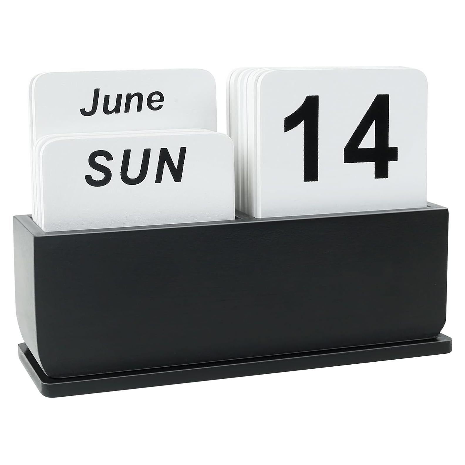 Calendario Perpetuo de Madera DEERINE Negro 15x10.2 cm