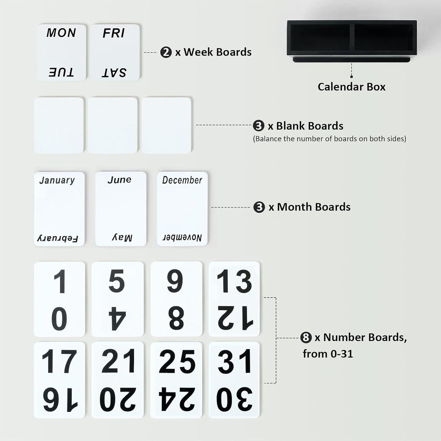 Calendario Perpetuo de Madera DEERINE Negro 15x10.2 cm
