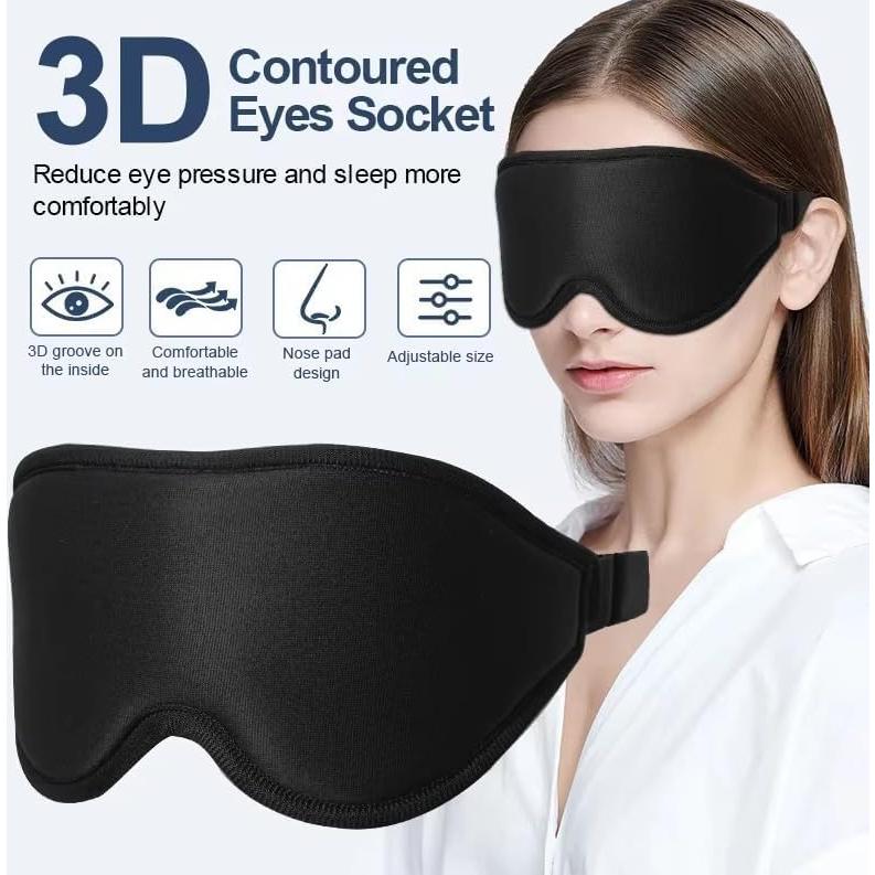 Máscara para dormir 3D Enegg, espuma viscoelástica, negra