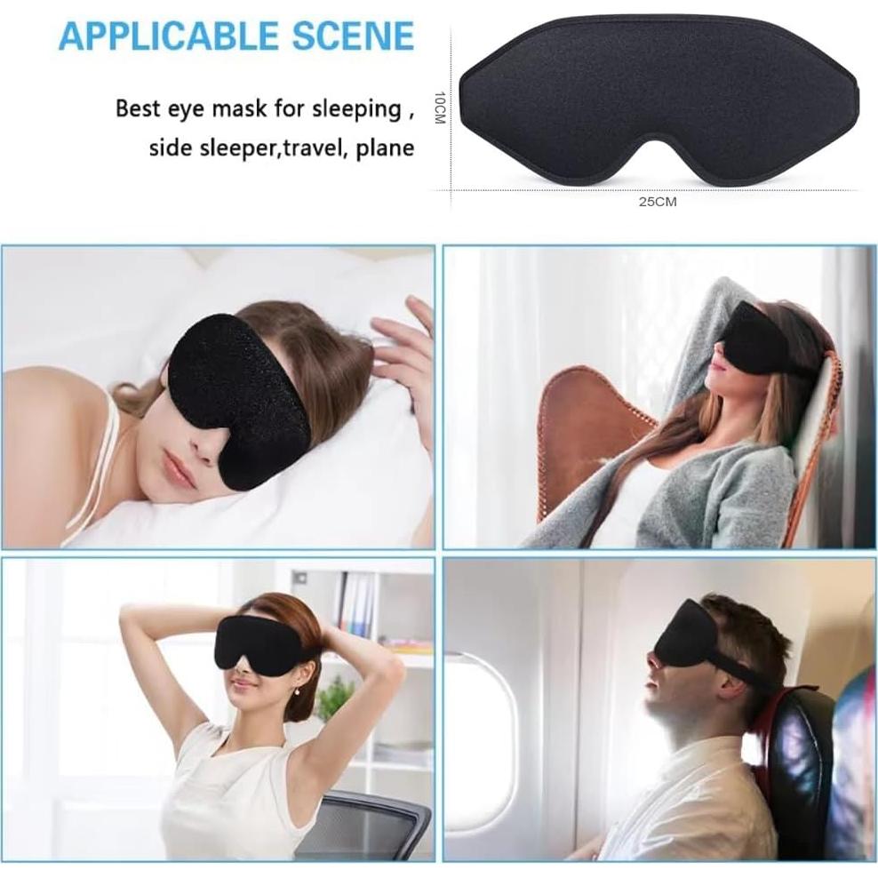 Máscara para dormir 3D Enegg, espuma viscoelástica, negra