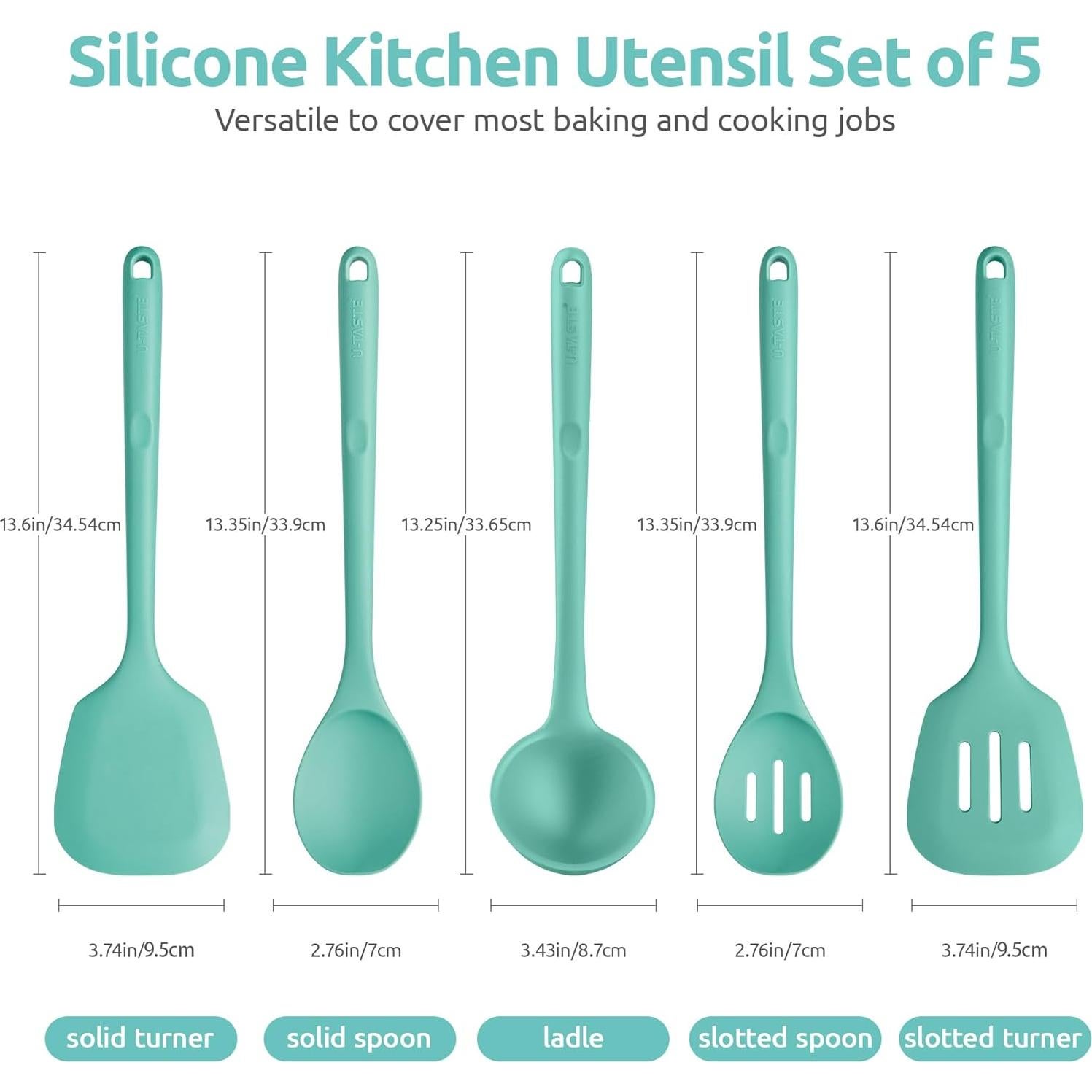 Juego de Utensilios de Cocina U-Taste 5 Piezas Silicona 34.5 cm