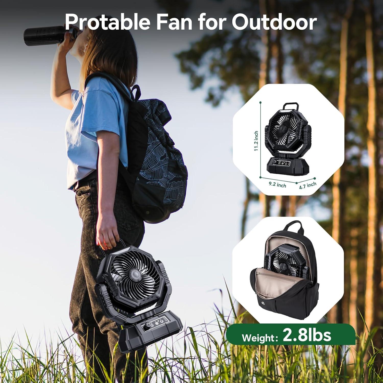 Ventilador Portátil AJVV TT-15 Recargable 20000mAh Negro