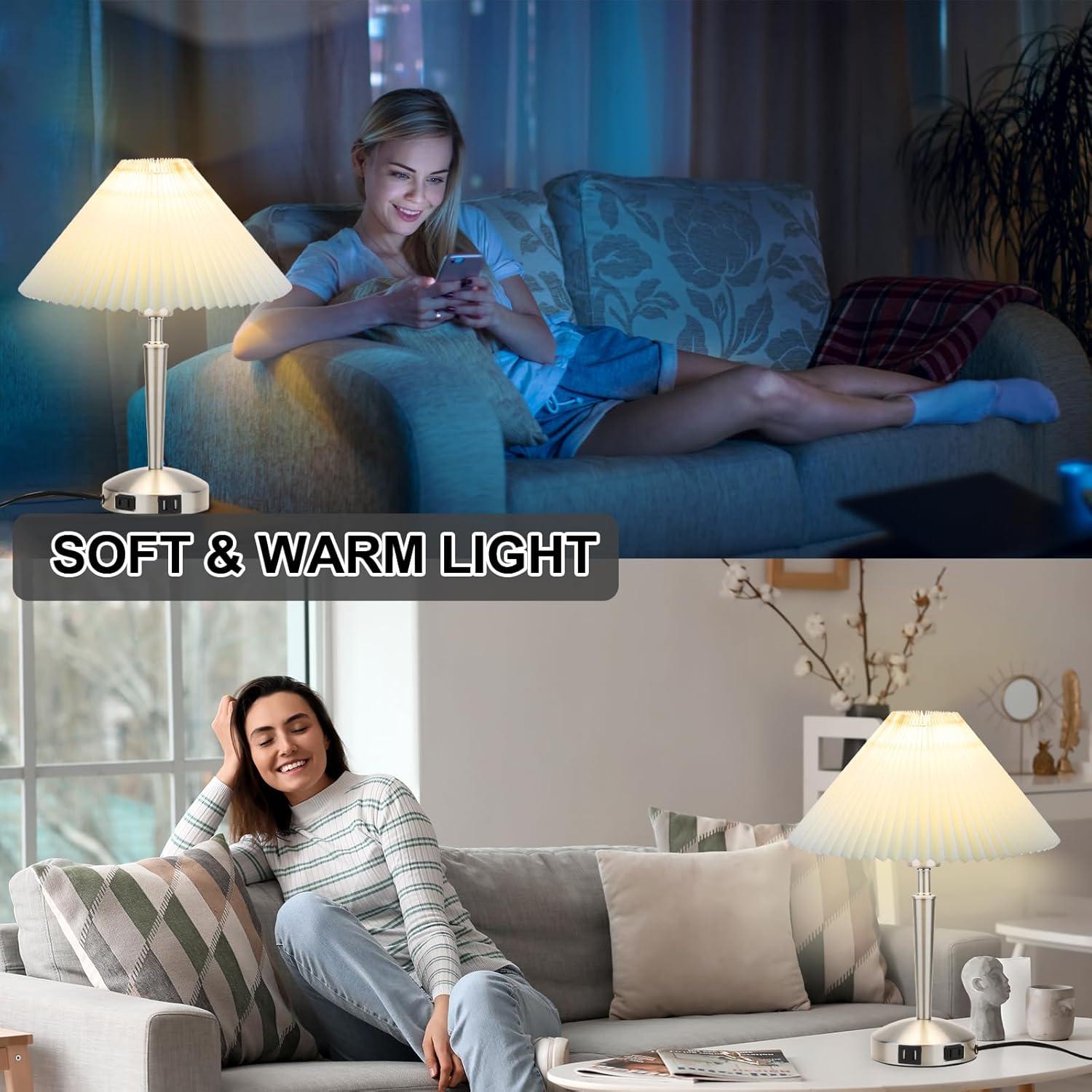 Lámpara de Mesa Táctil LALISU Plata 40.6cm Regulable 3 Niveles