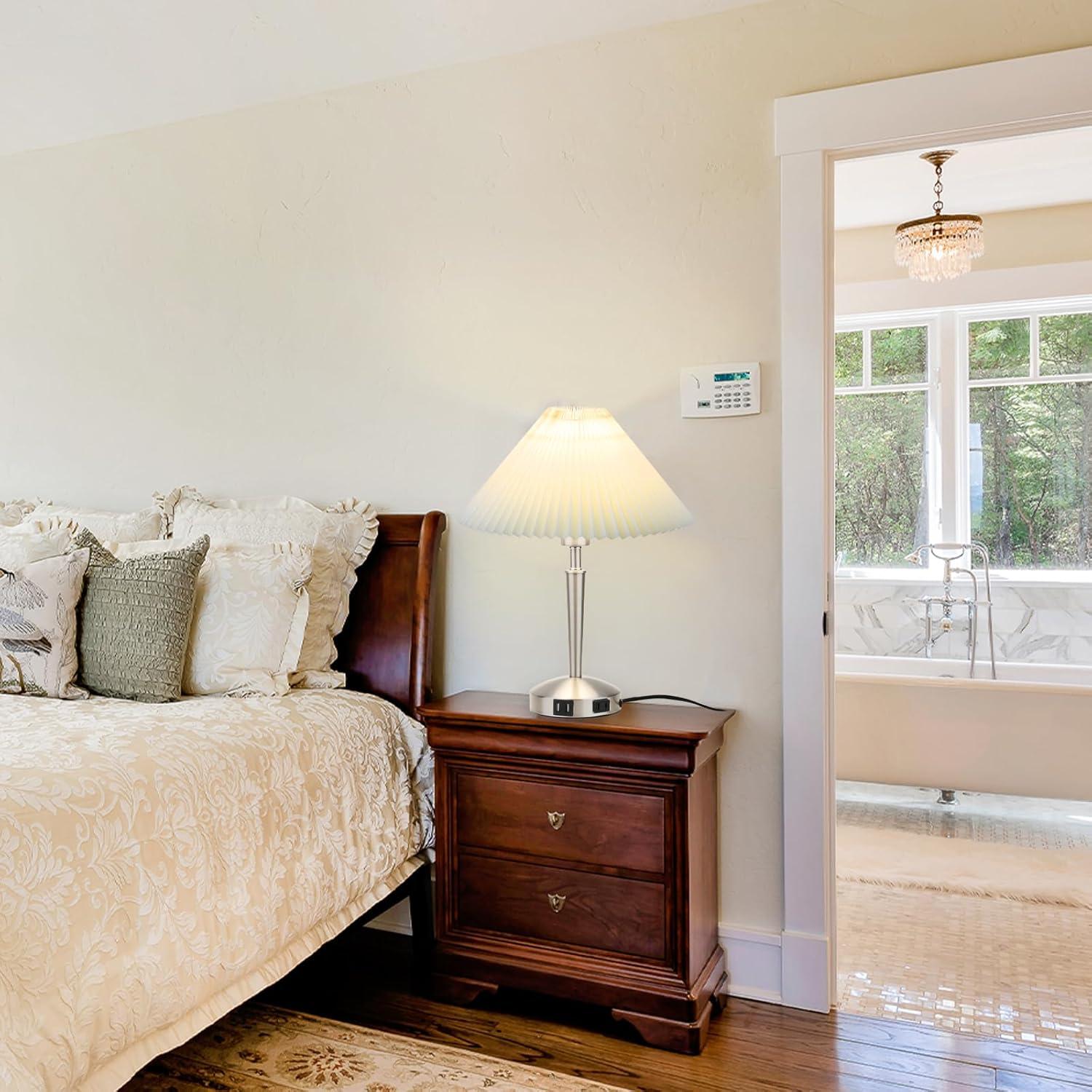 Lámpara de Mesa Táctil LALISU Plata 40.6cm Regulable 3 Niveles