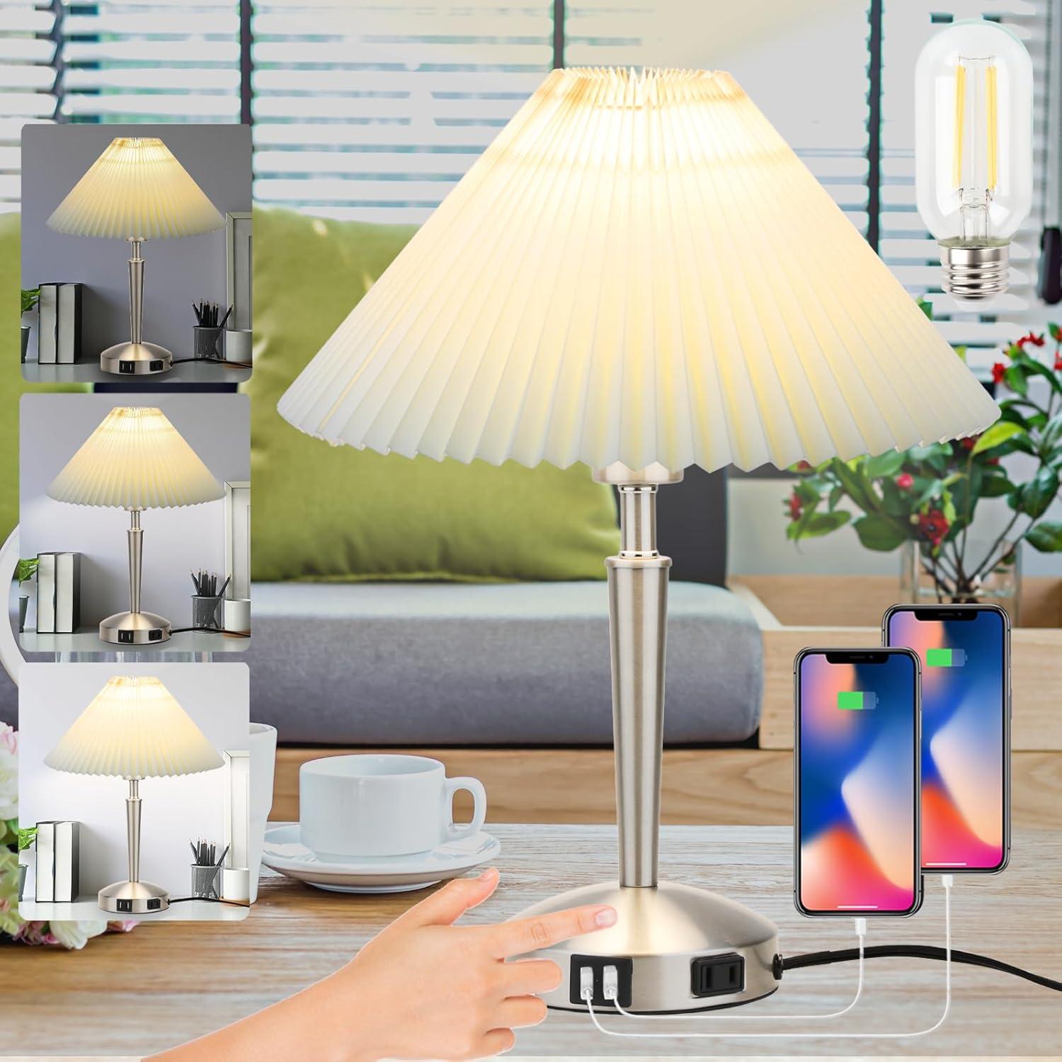 Lámpara de Mesa Táctil LALISU Plata 40.6cm Regulable 3 Niveles